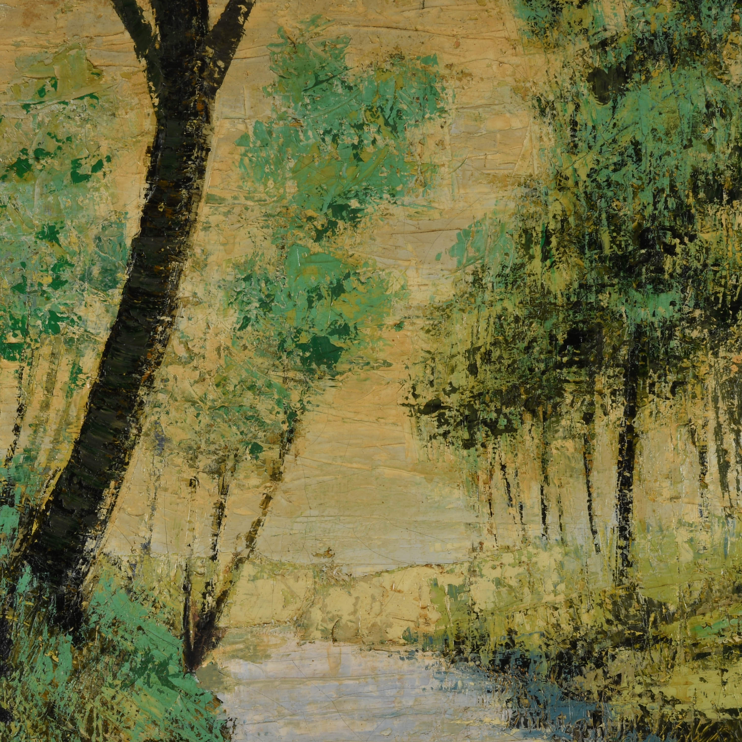 Framed Signed Peaceful Creek Oil on Canvas by Pereda-3