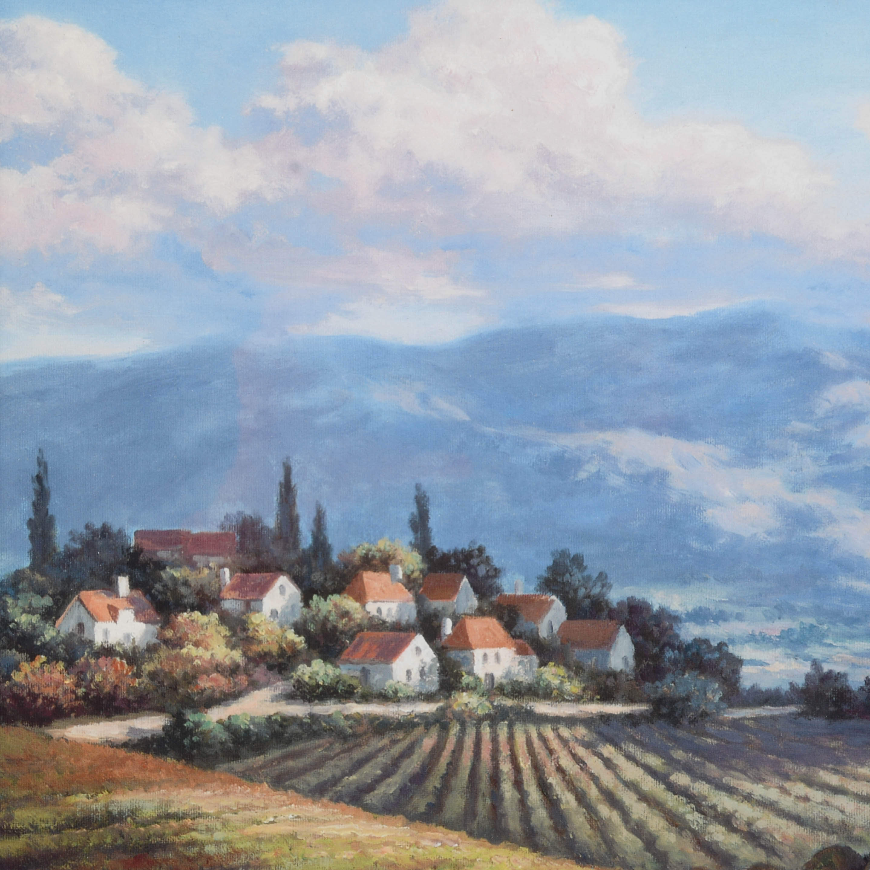 Framed Signed Sung Kim Vineyard Village Print-4