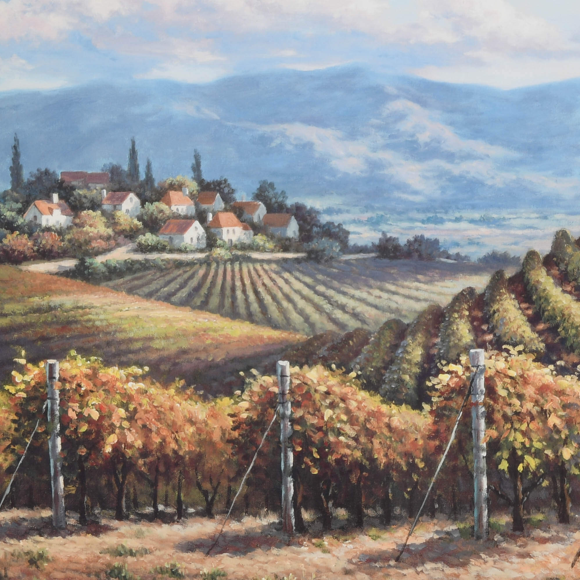 Framed Signed Sung Kim Vineyard Village Print-2