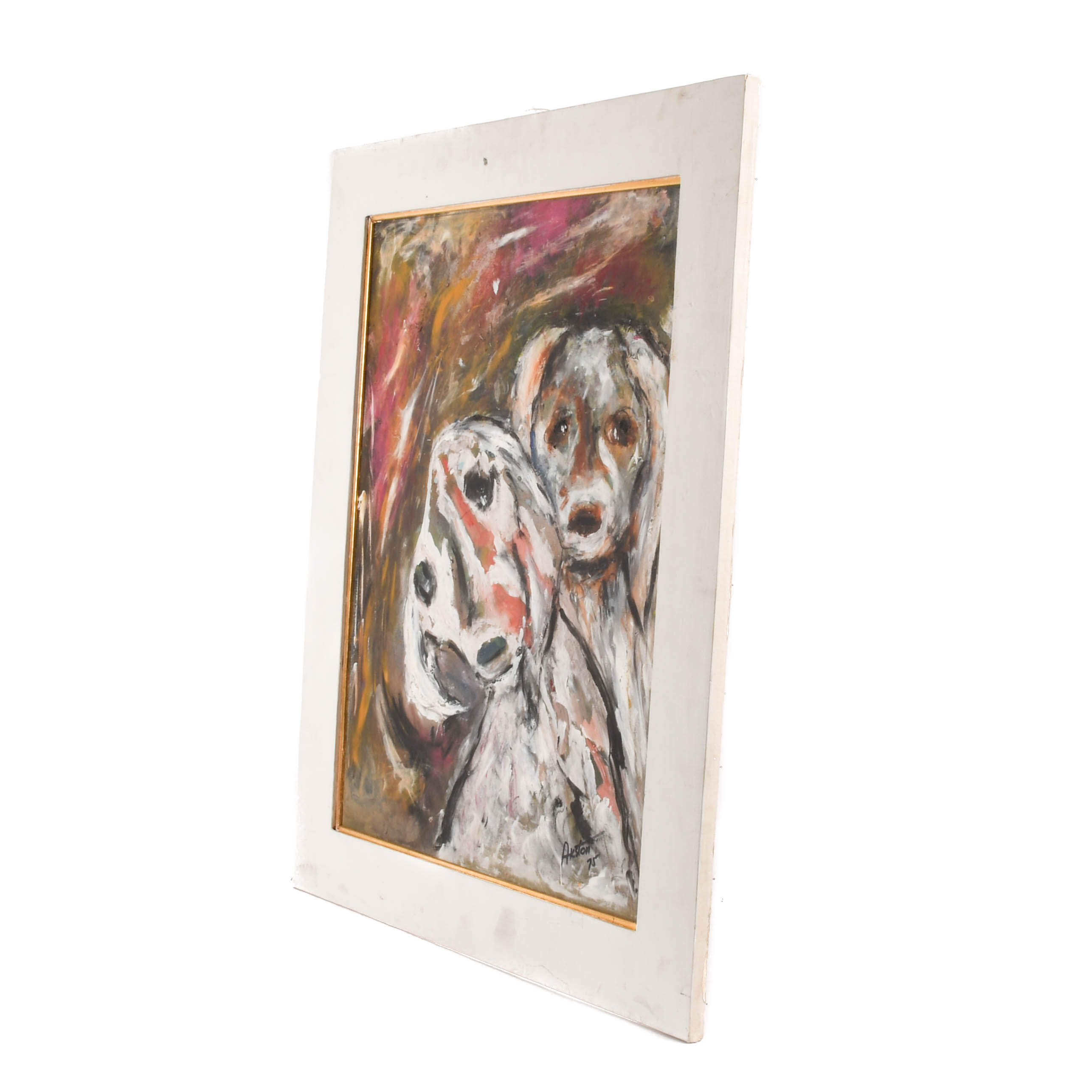 Framed Signed James Akston Oil on Board Two Faces-4