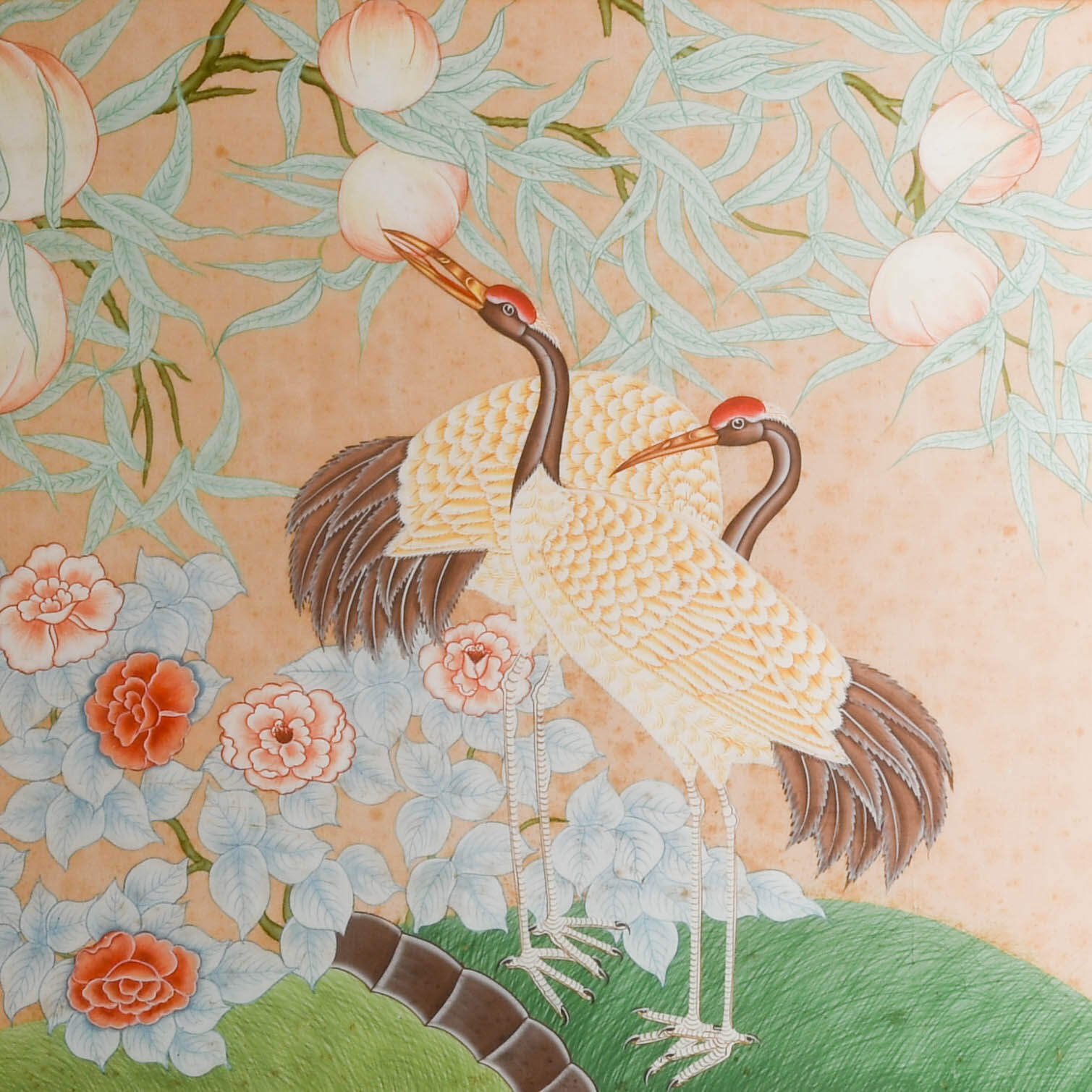 Framed Chinese Nature Scene Watercolor on Silk-3