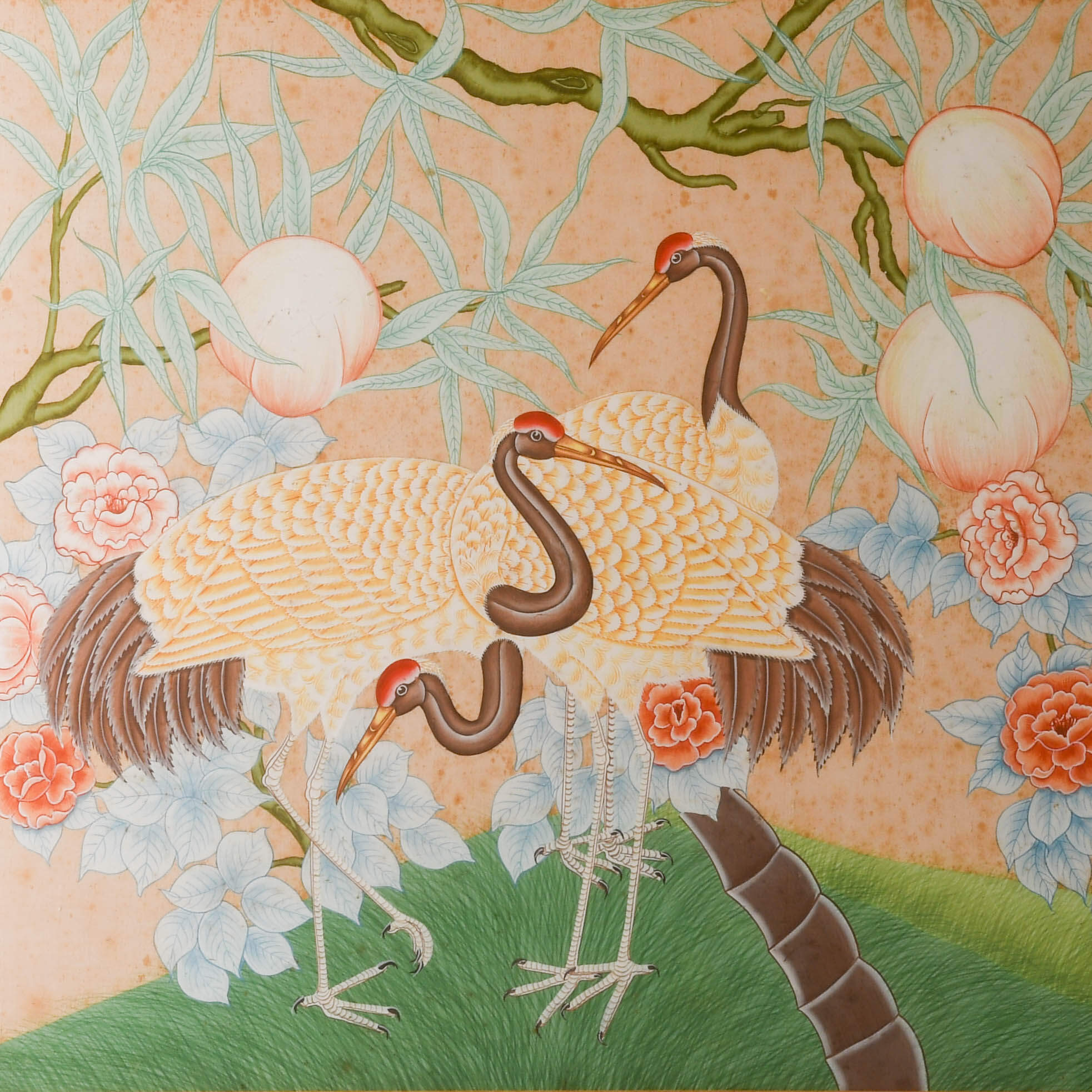 Framed Chinese Nature Scene Watercolor on Silk-2