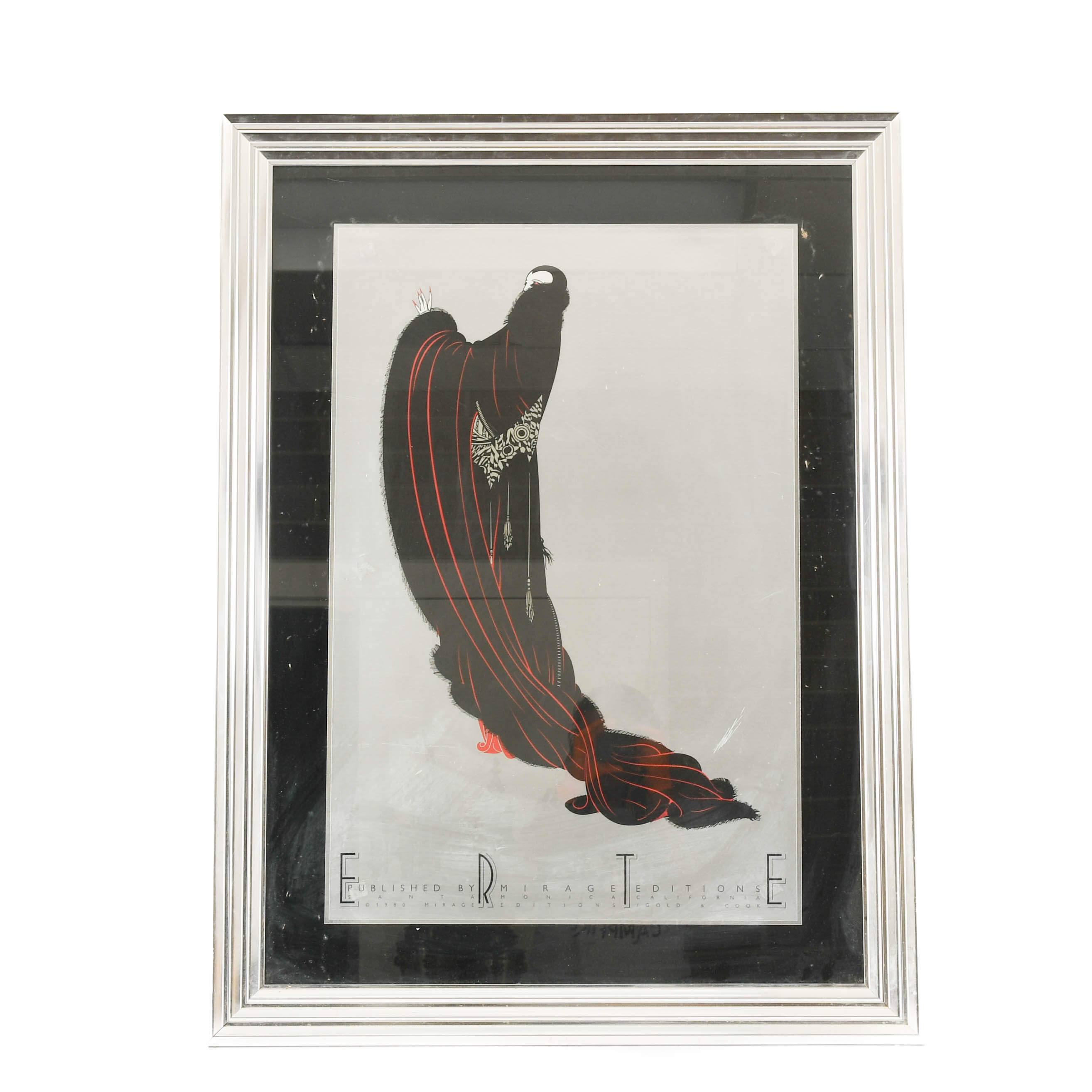 Framed Erté Soiree Mirage Editions Serigraph Lithograph-1