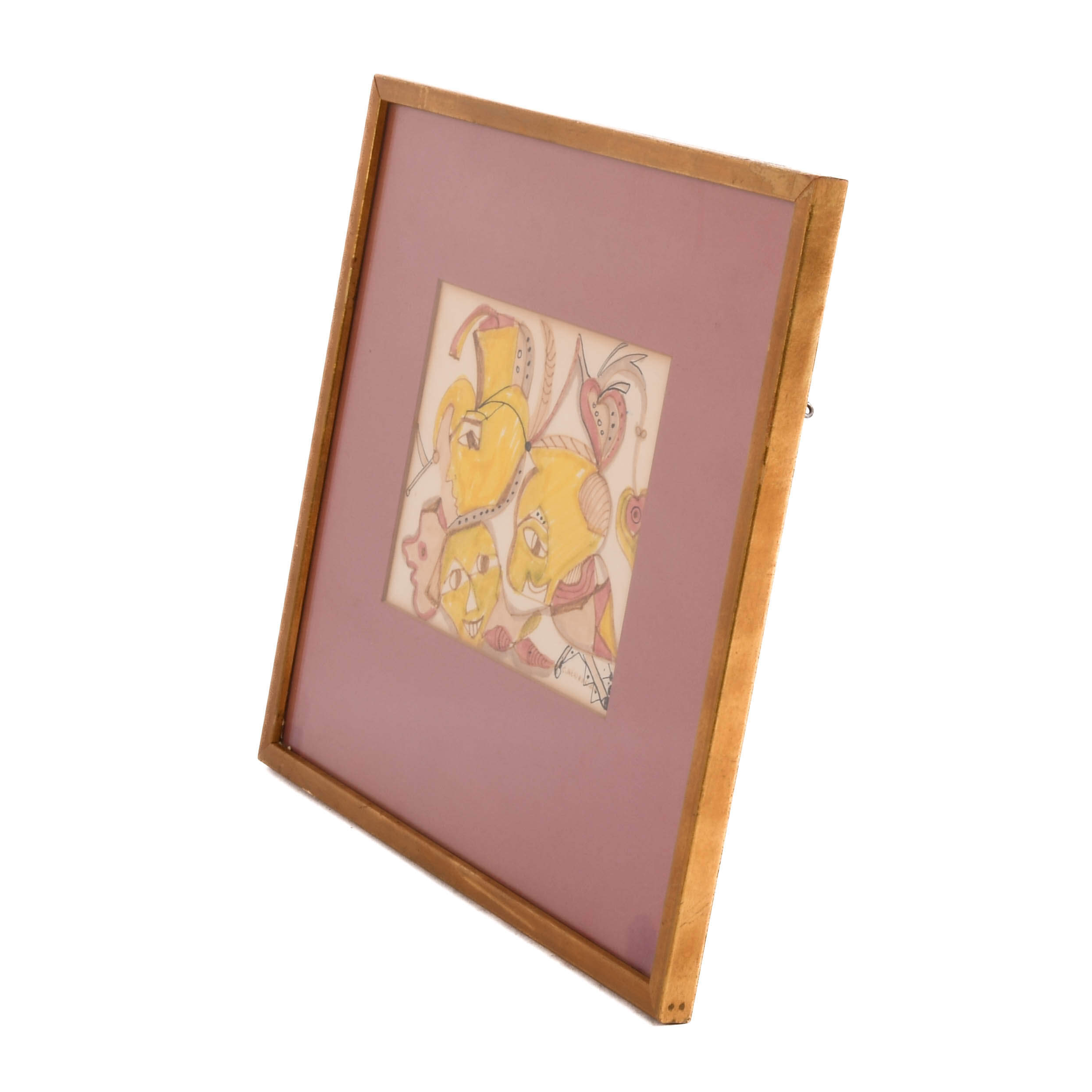 Framed Signed Figural Abstract Watercolor-5