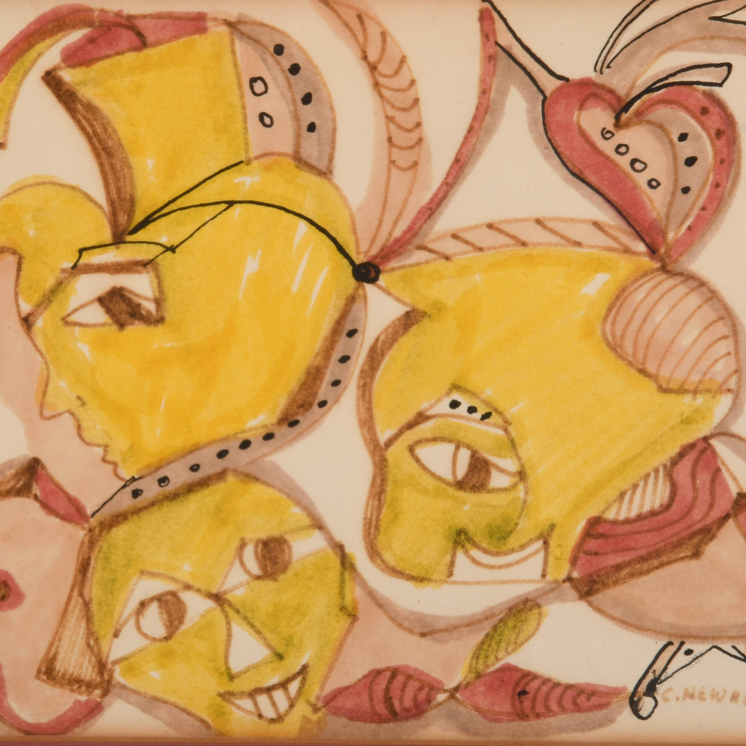 Framed Signed Figural Abstract Watercolor-4