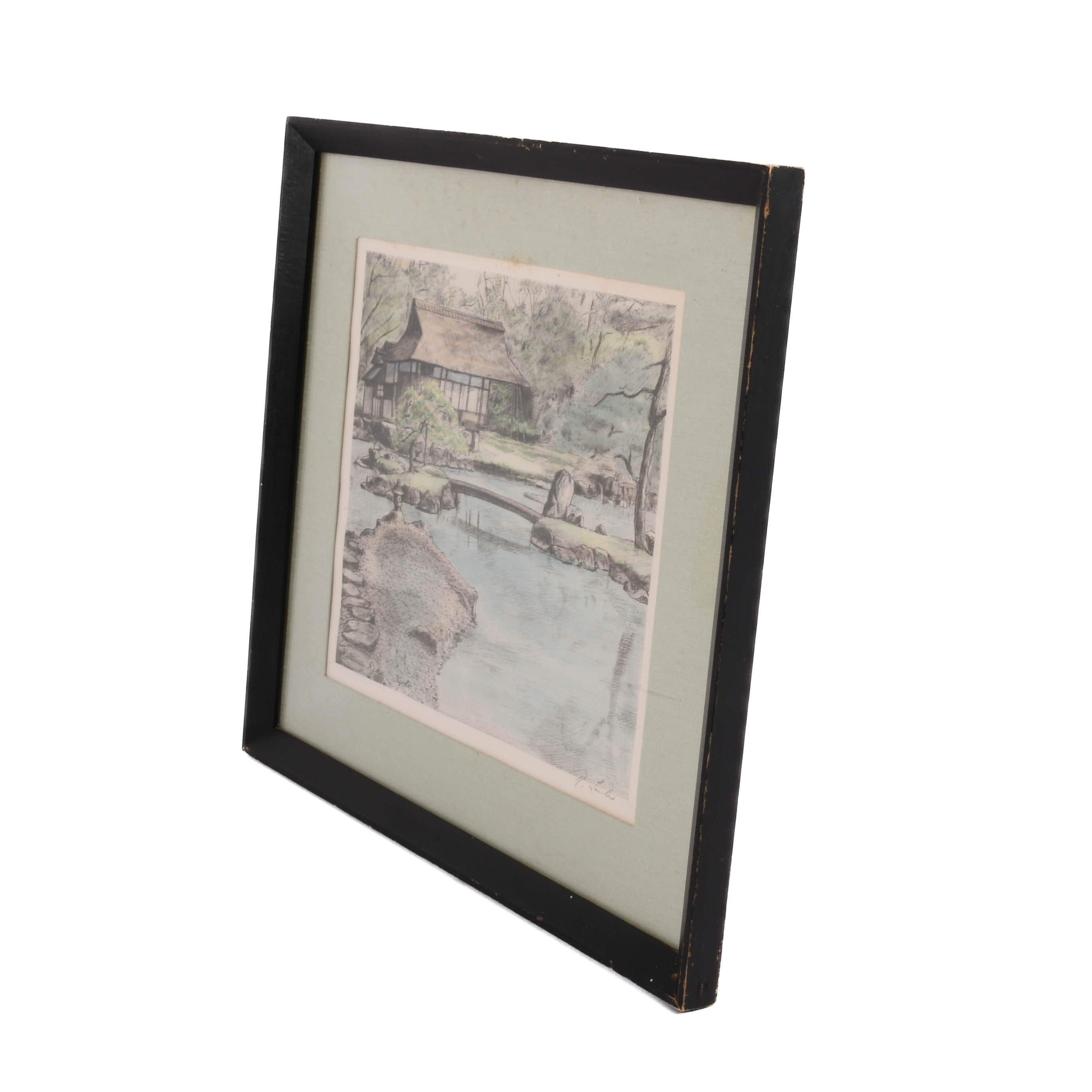 Framed Signed Rudolf Seiler Hand-Colored Kyoto Print-5