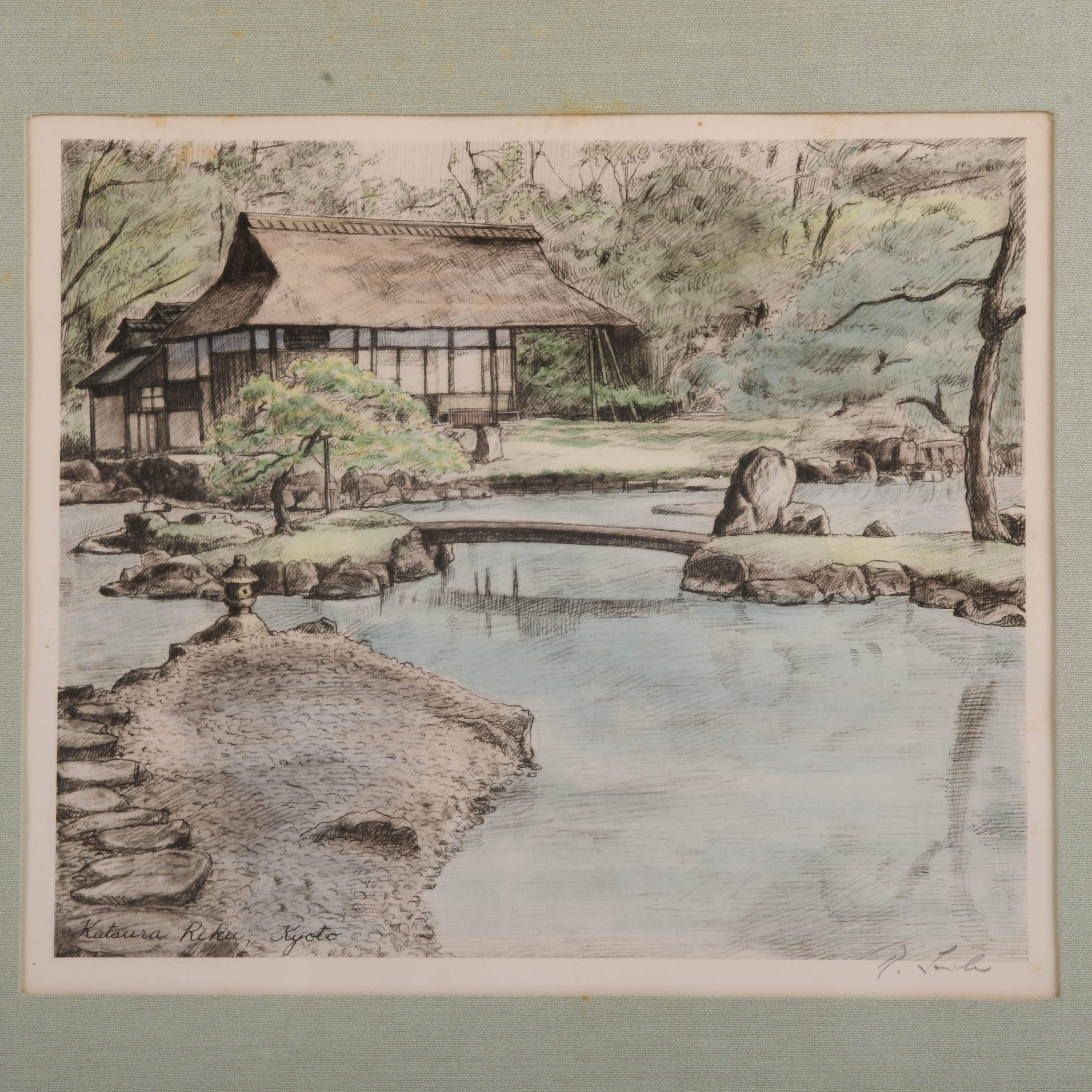 Framed Signed Rudolf Seiler Hand-Colored Kyoto Print-2