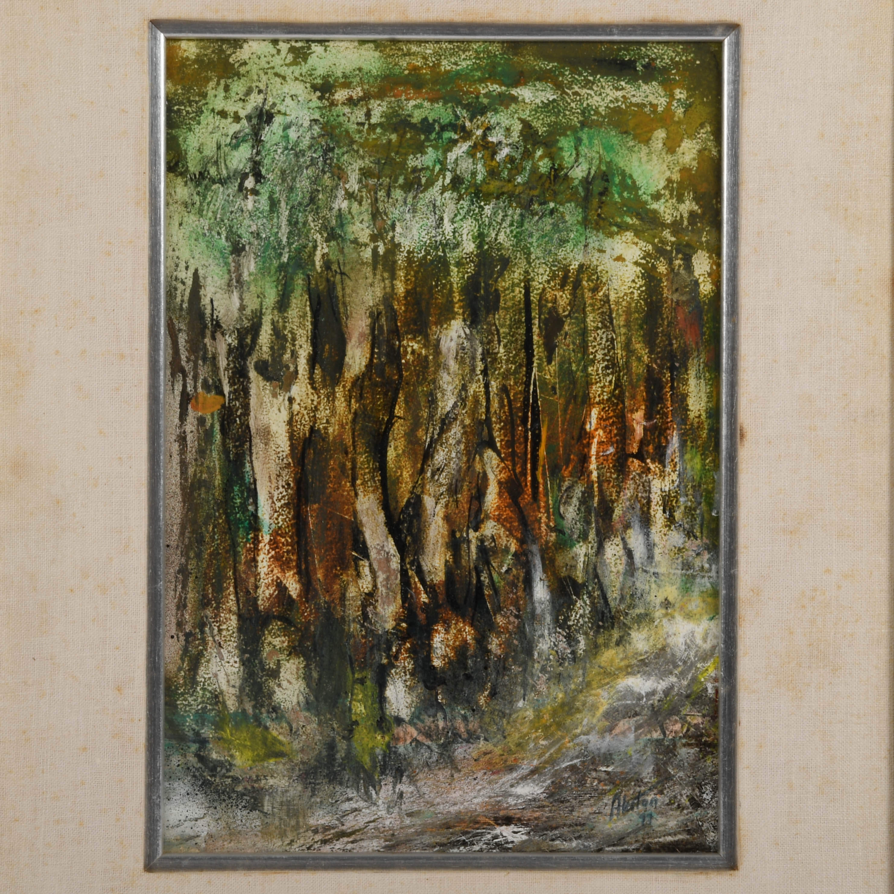 Framed J. Akston "Petrified Forest 1977" Oil on Board-2