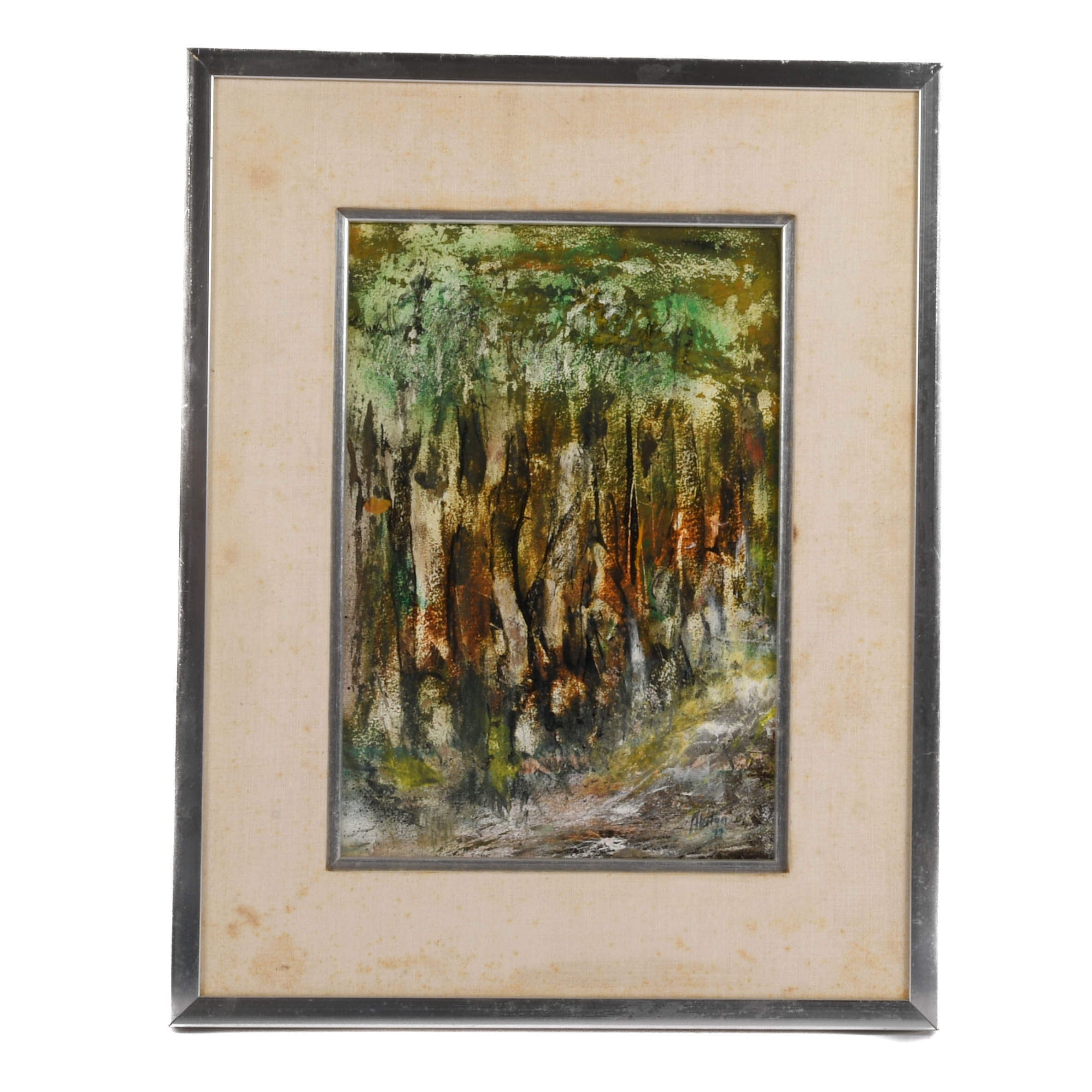 Framed J. Akston "Petrified Forest 1977" Oil on Board-1