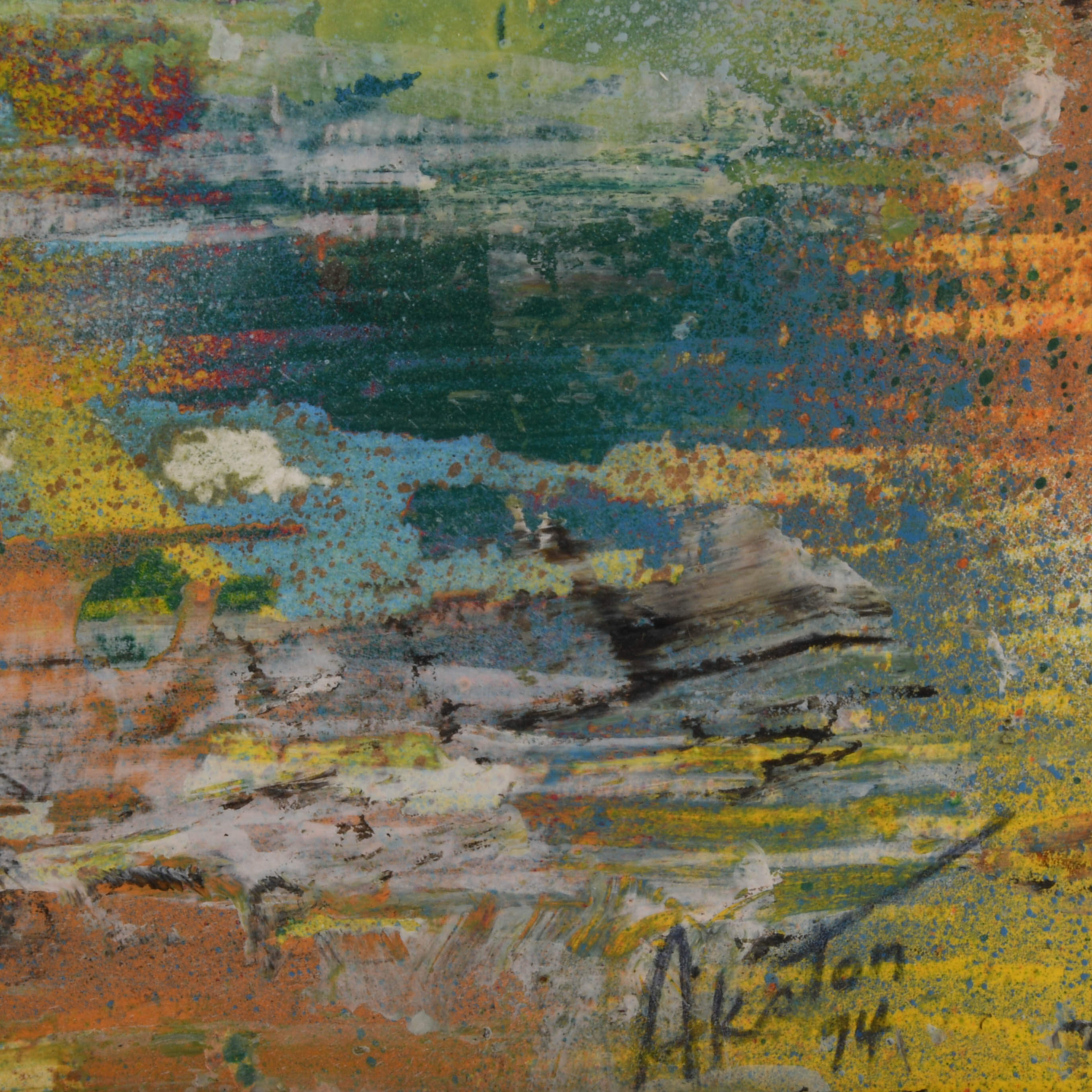 Framed J. Akston "Mystery in the Skies 1974" Acrylic on Paper-4