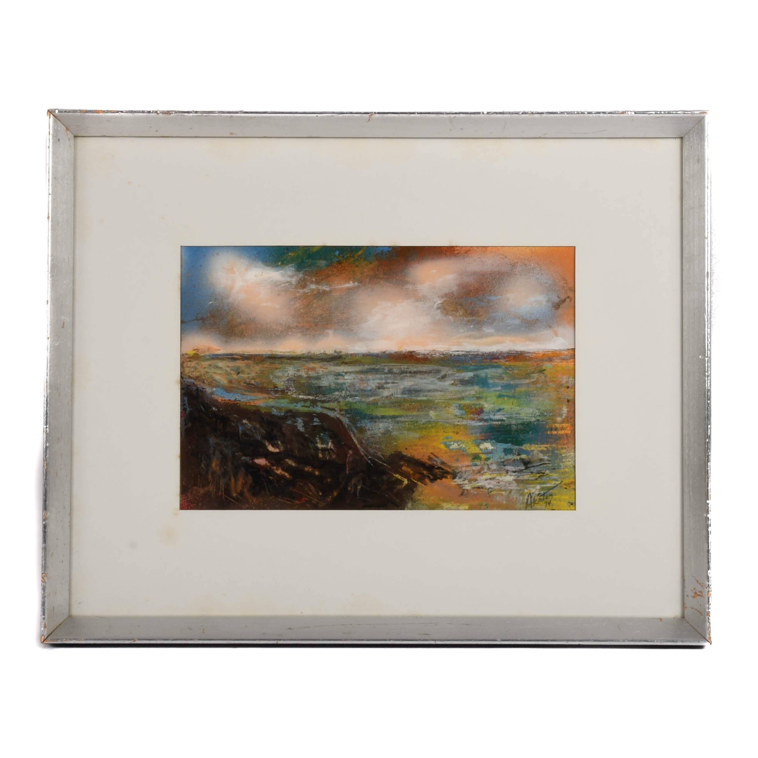 Framed J. Akston "Mystery in the Skies 1974" Acrylic on Paper-1