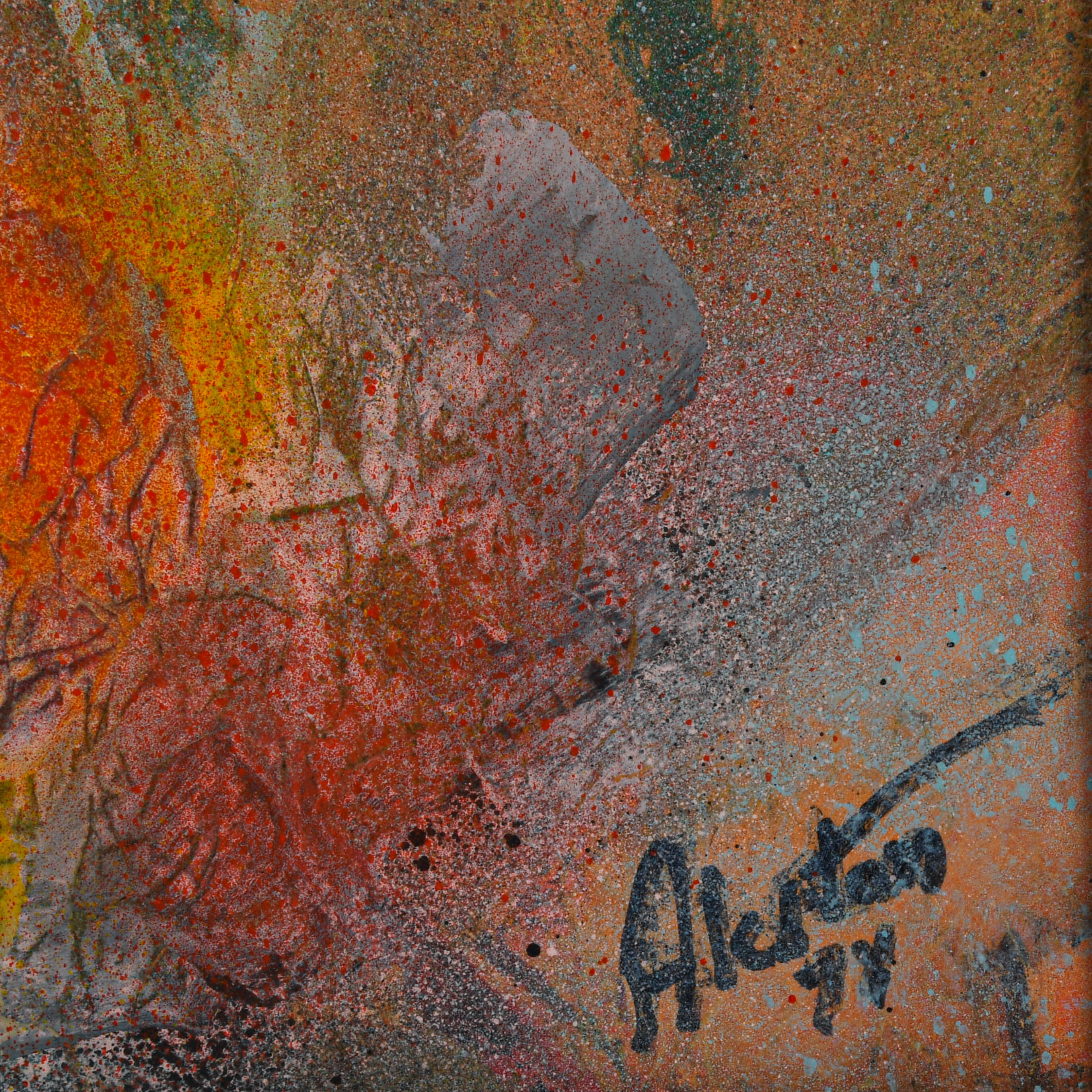 Framed J. Akston "Voyage to the Moon" Acrylic and Enamel on Paper-5
