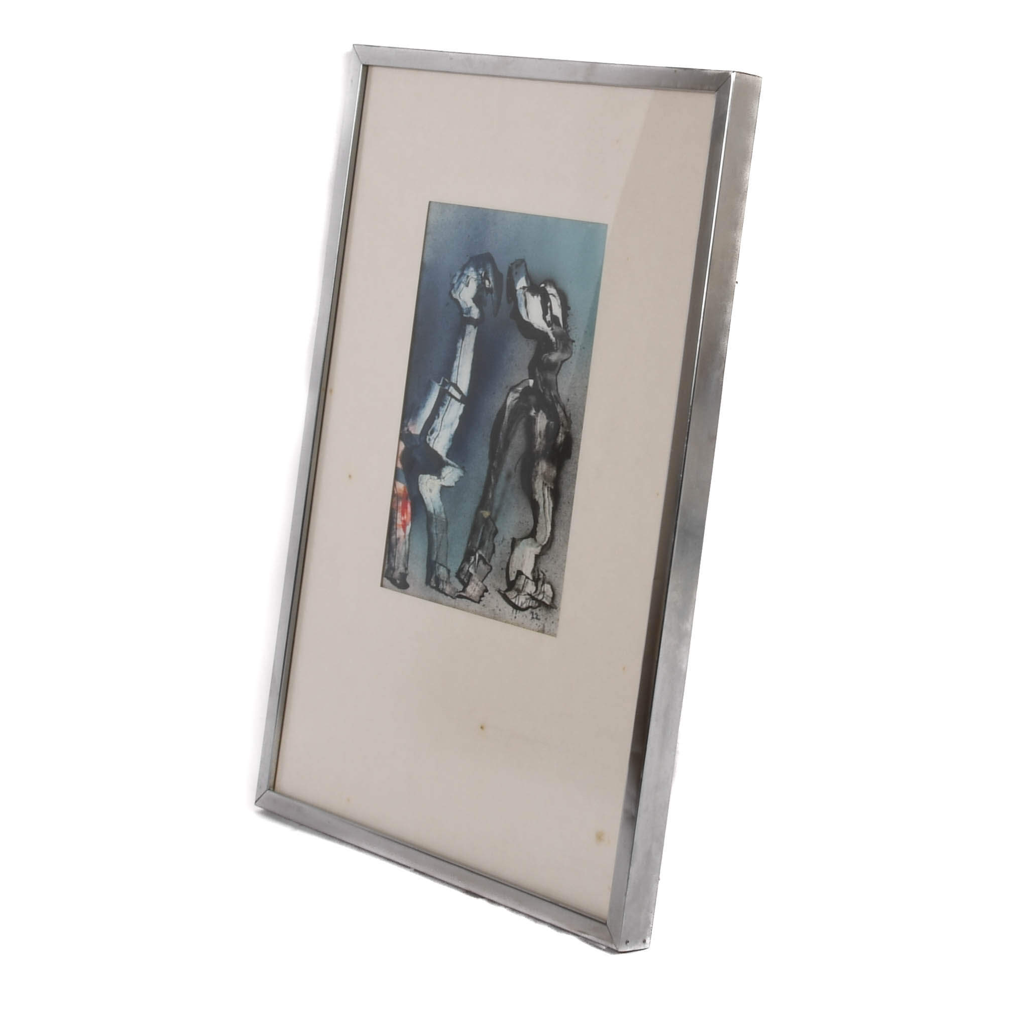 Framed Signed J. Akston "Untitled, 1972" Mixed Media-5