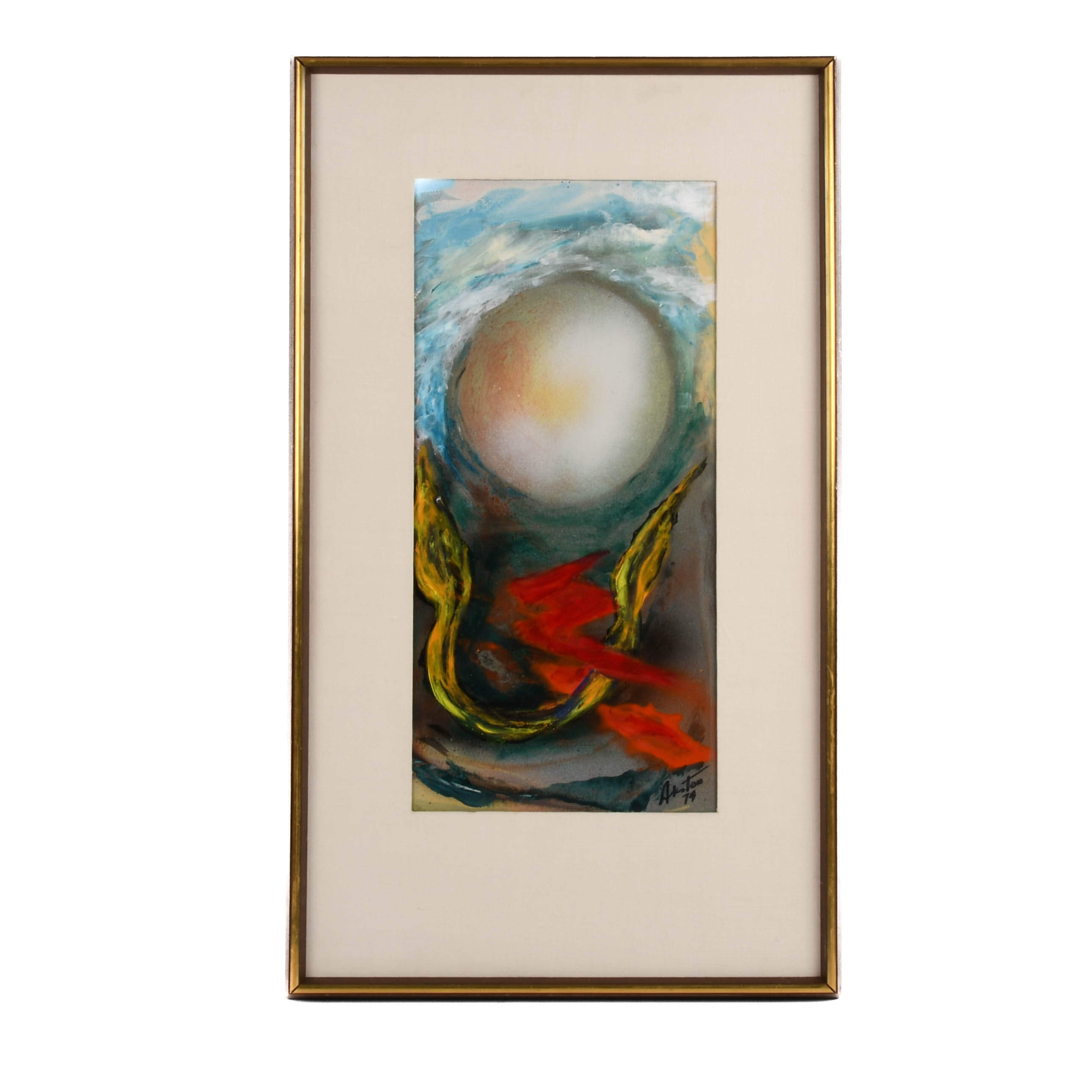 Signed J. Akston "Rendezvous with the Moon, 1974" Enamel and Acrylic-1