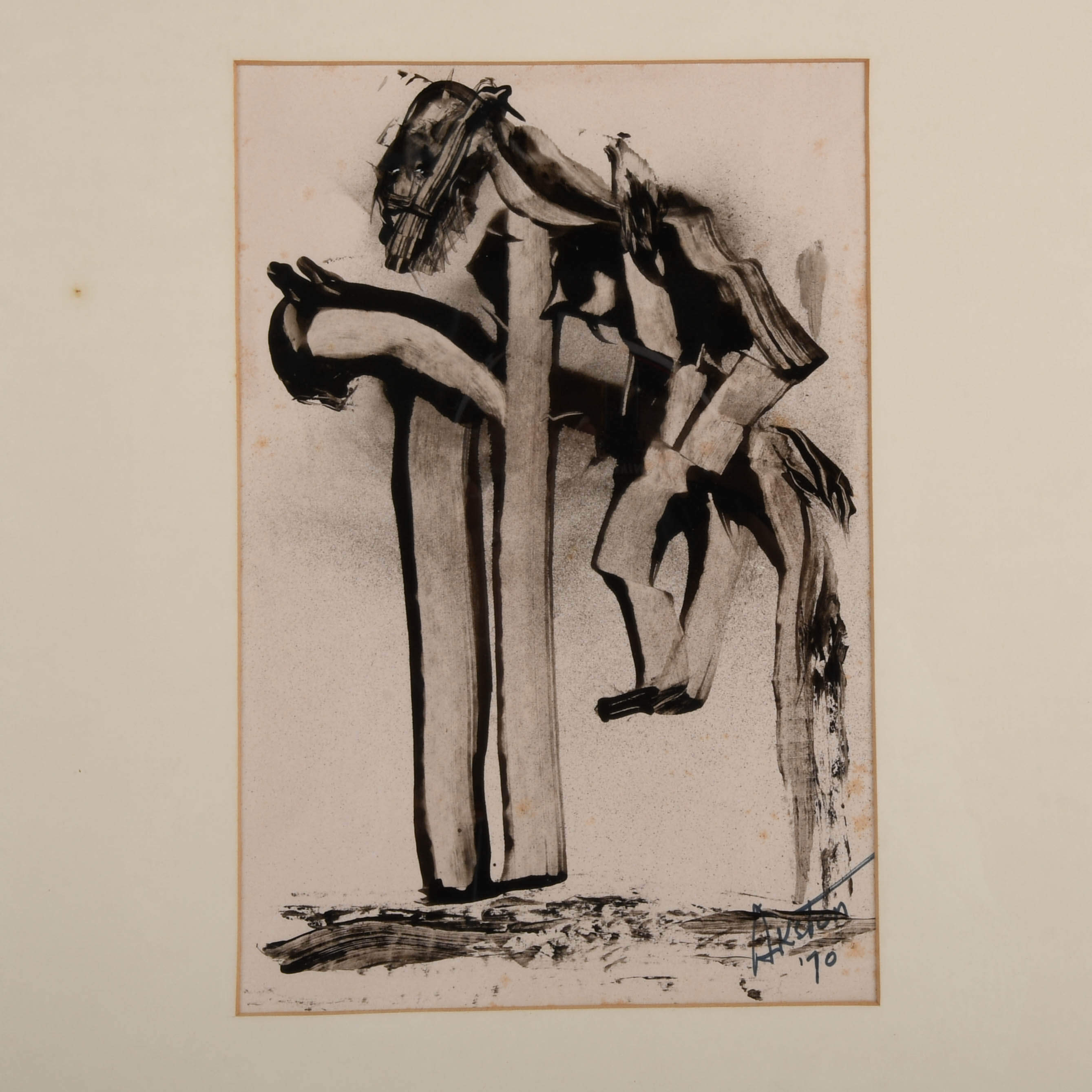 Framed Signed J. Akston "Man of La Mancha, 1970" Acrylic on Paper-2