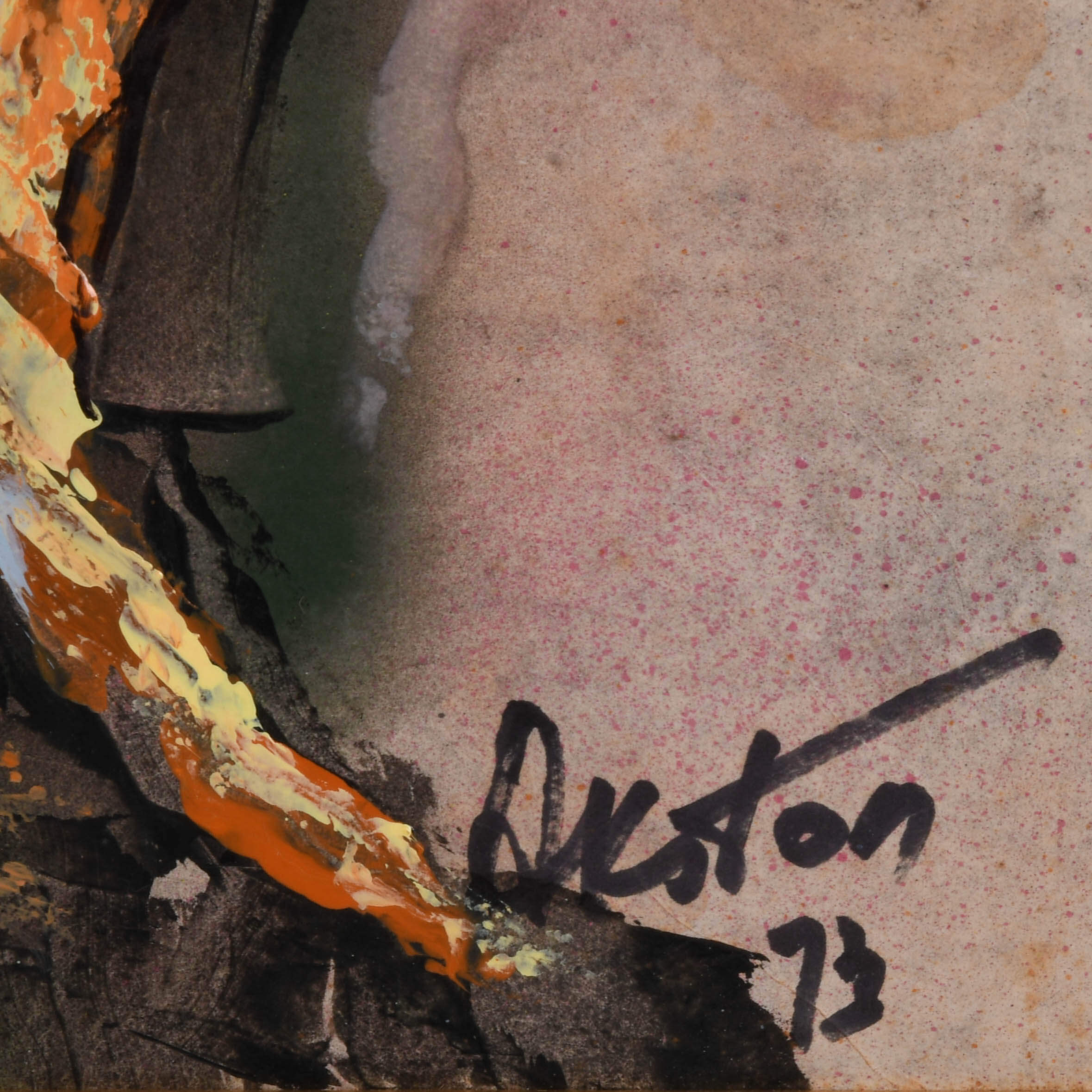 Framed Signed J. Akston "Bloody Mary, 1973" Mixed Media on Board-4