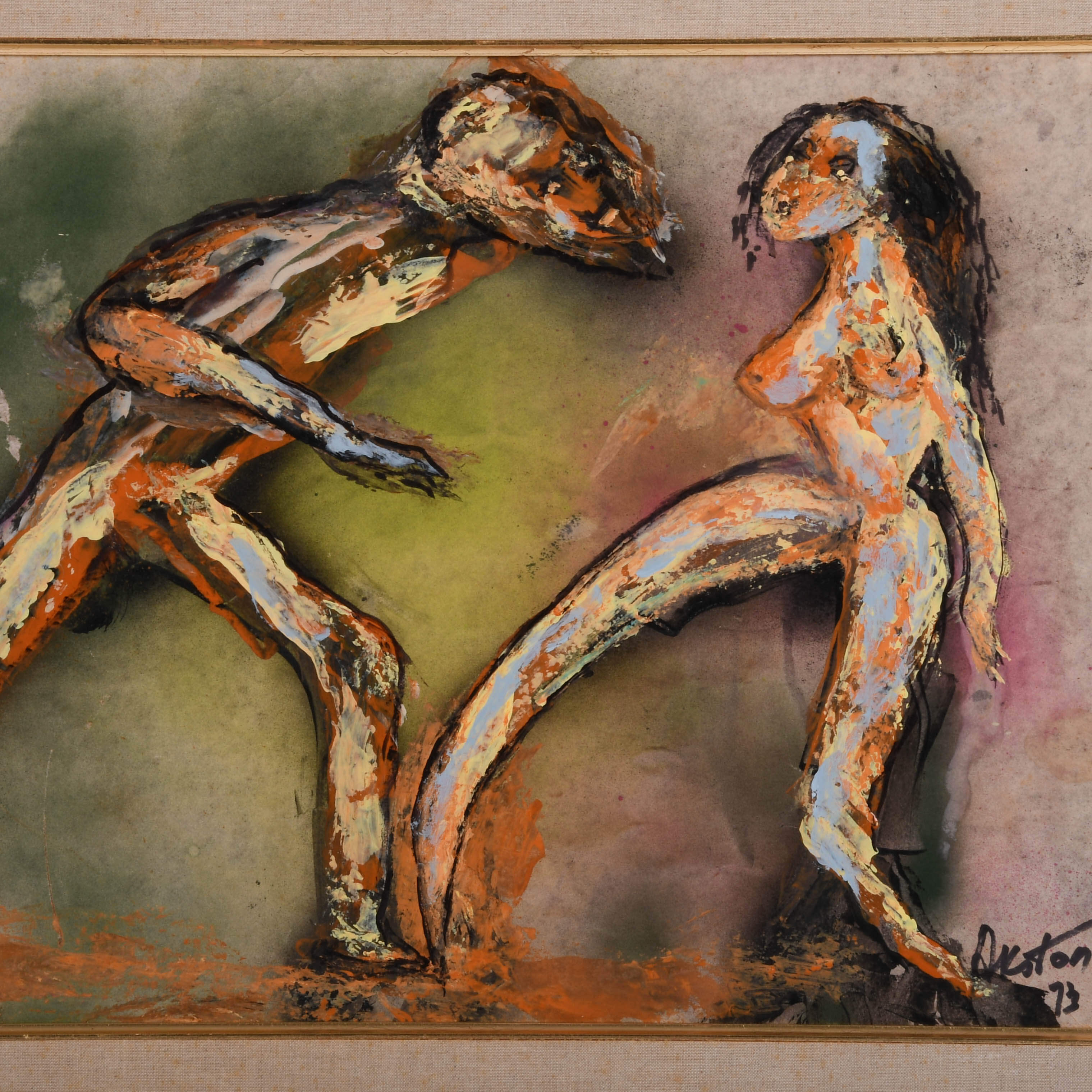 Framed Signed J. Akston "Bloody Mary, 1973" Mixed Media on Board-2