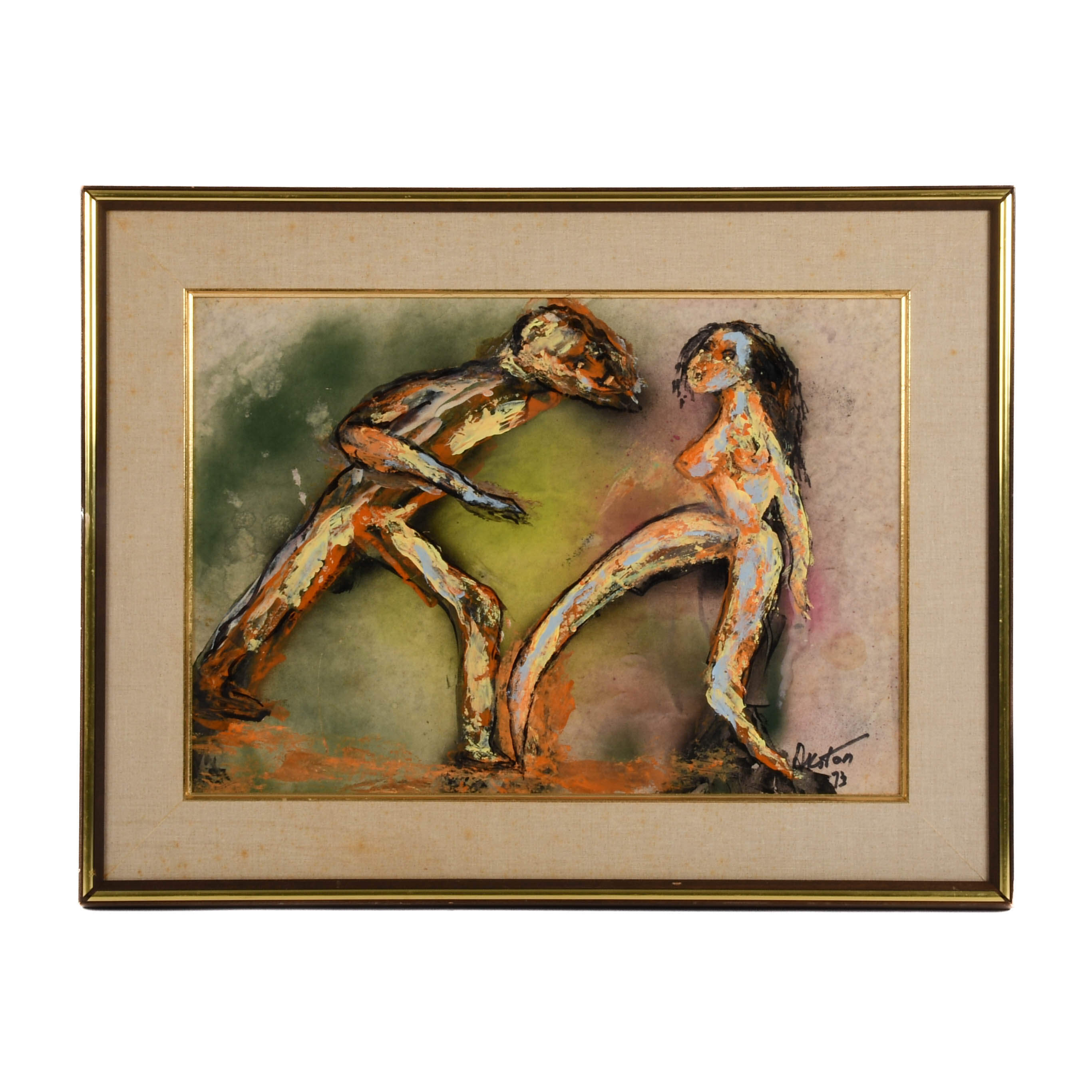 Framed Signed J. Akston "Bloody Mary, 1973" Mixed Media on Board-1