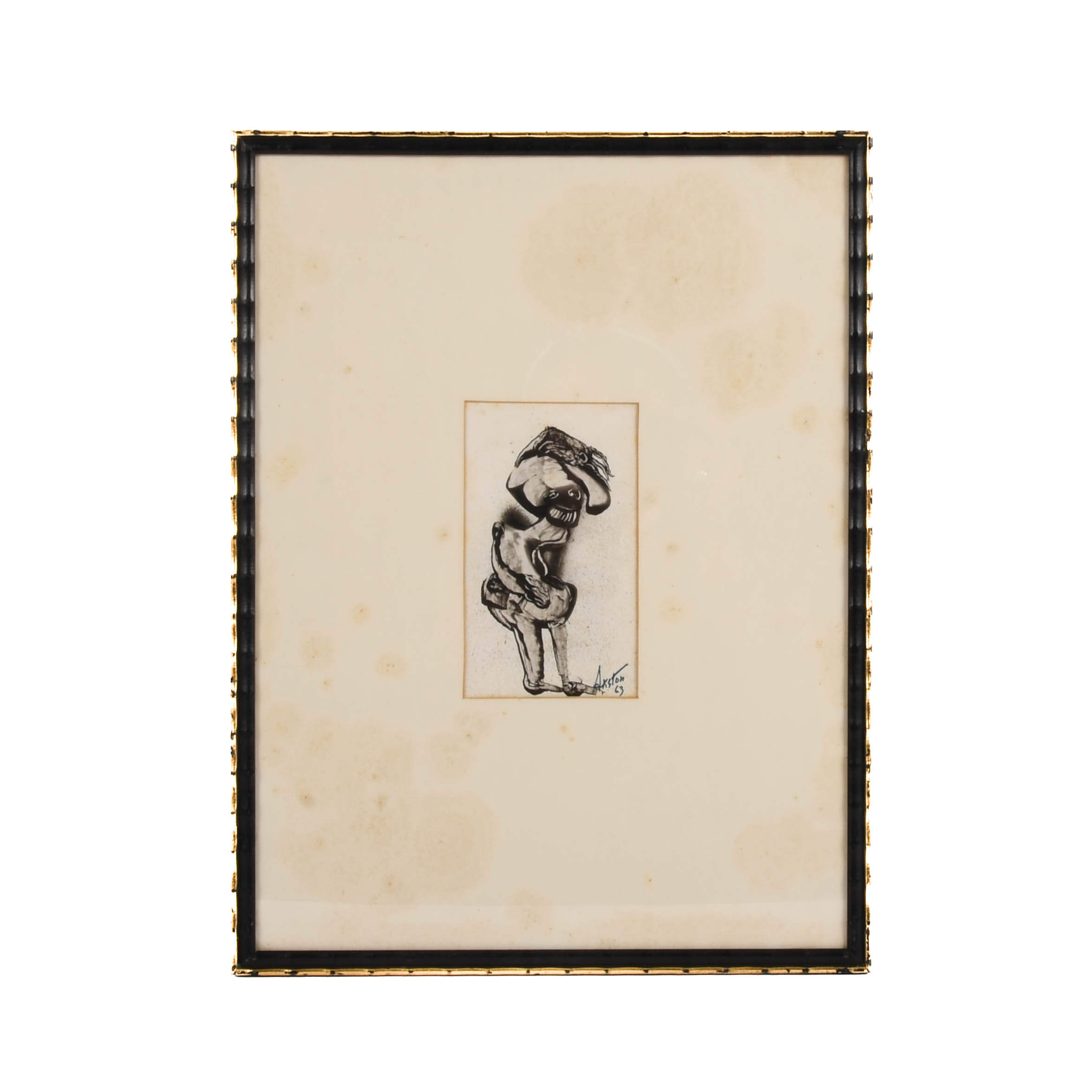 Framed Signed J. Akston "Untitled, 1963" Acrylic on Paper Painting-1