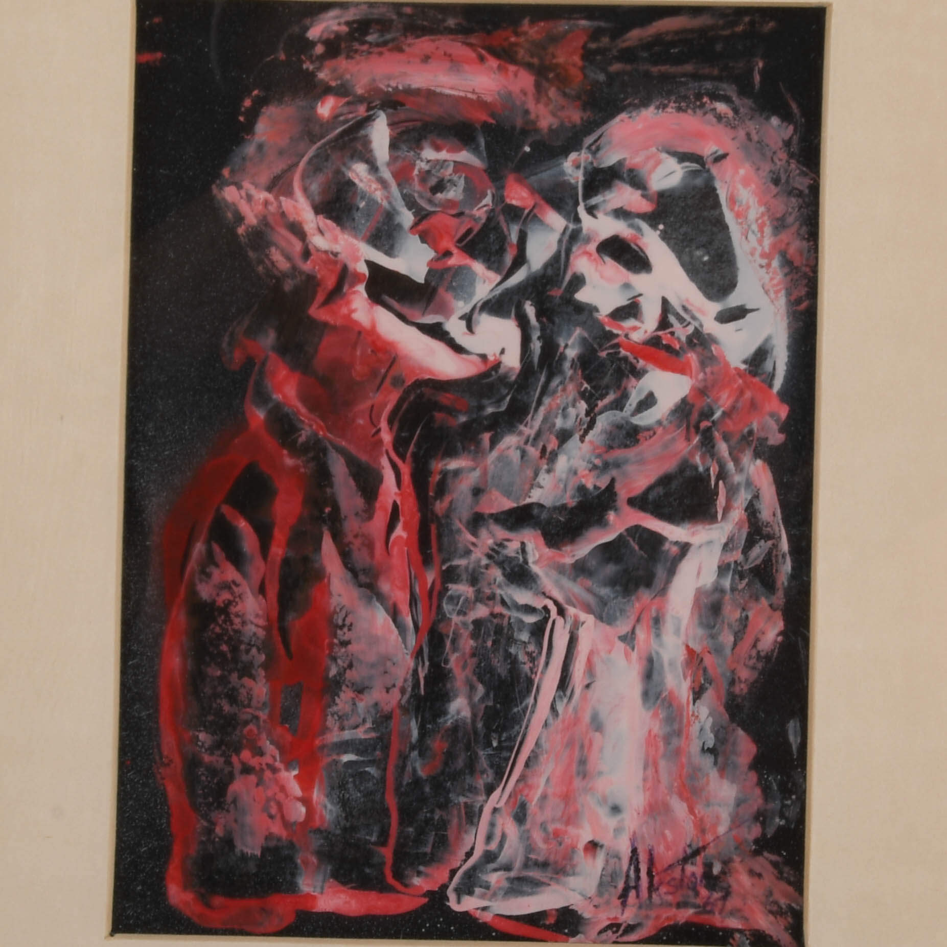 Framed Signed J. Akston "Untitled, 1967" Acrylic on Paper-2