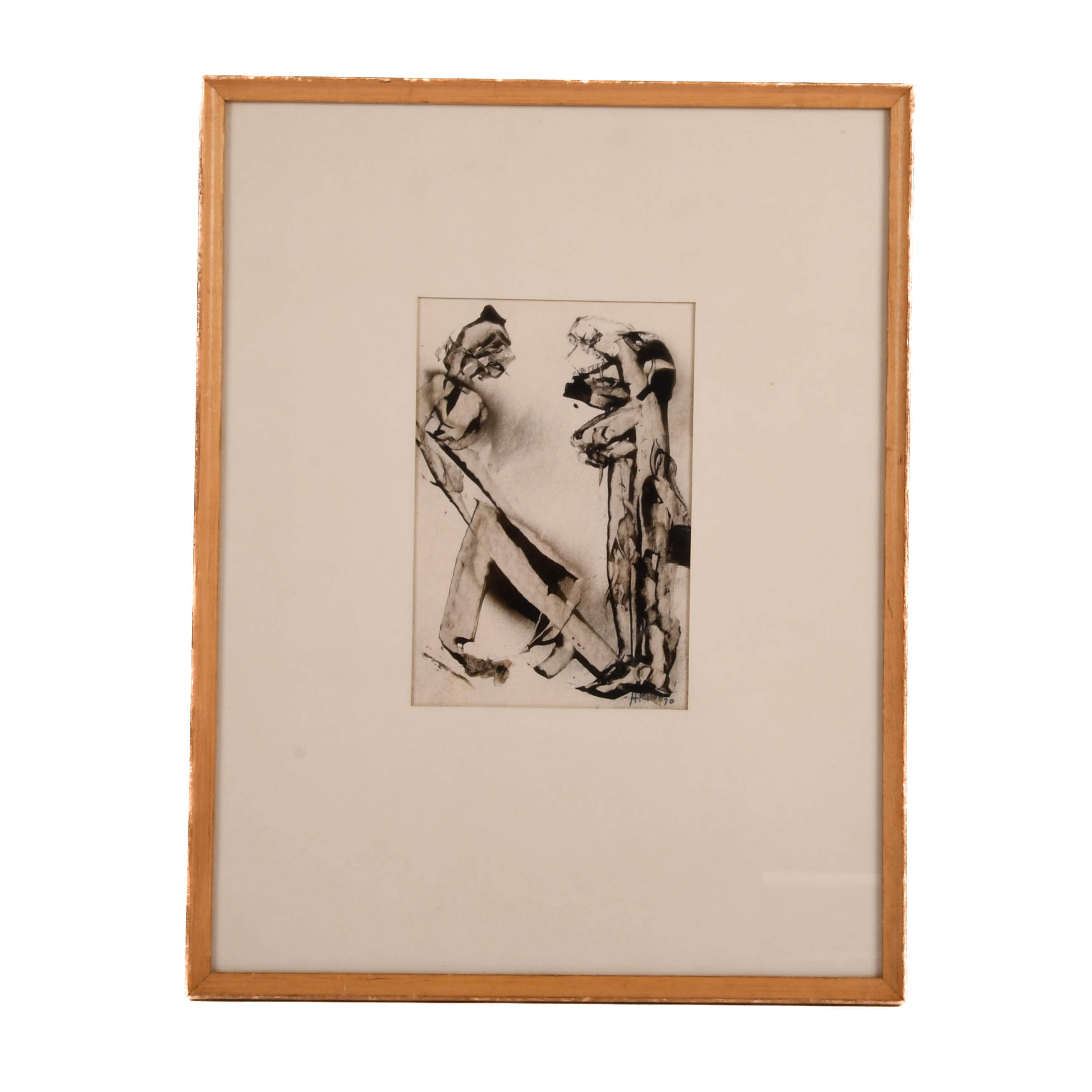 Framed Signed  J. Akston "Repugnant Suitor, 1970" Acrylic on Paper-1