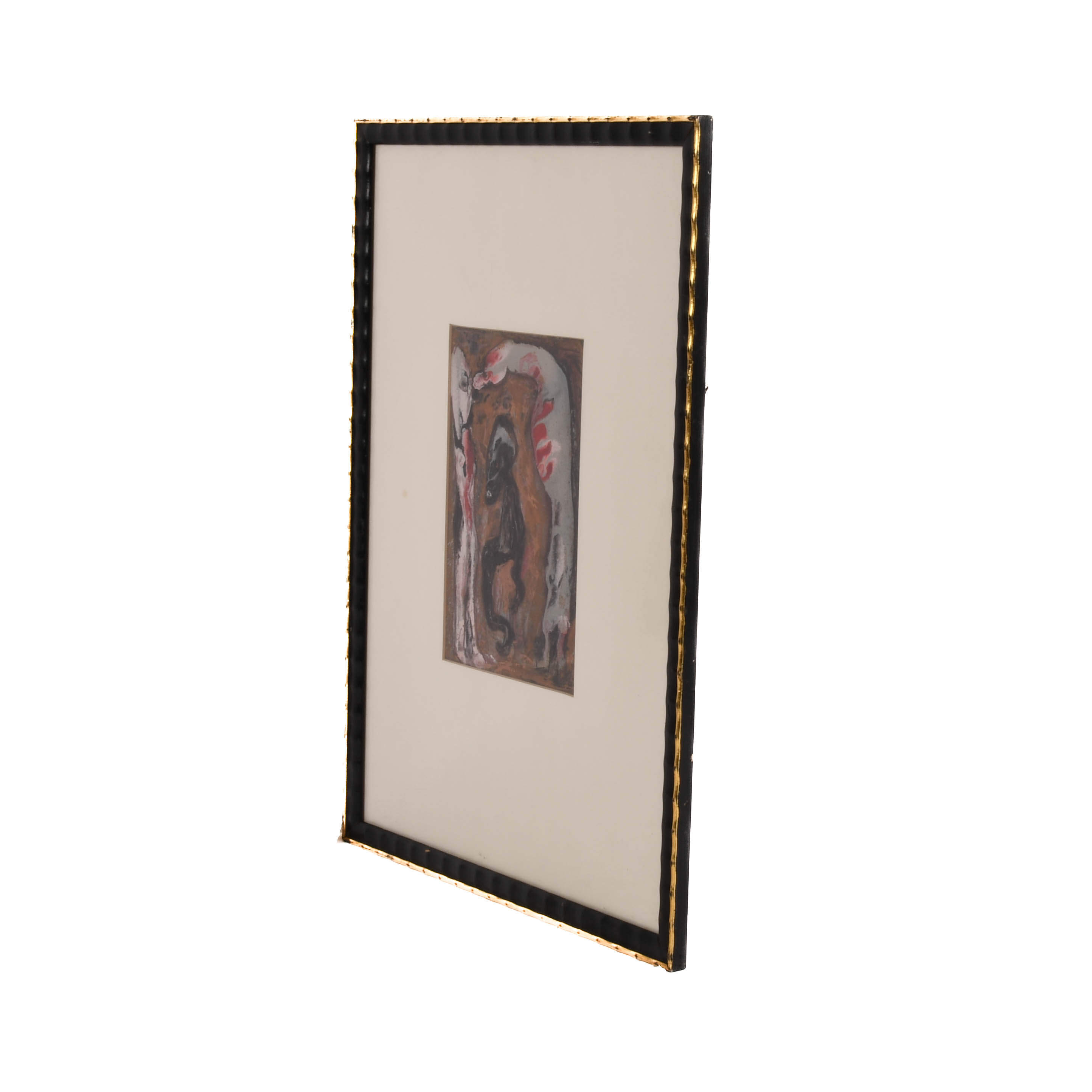 Framed Signed J. Akston "The Kiss, 1962" Mixed Media-5