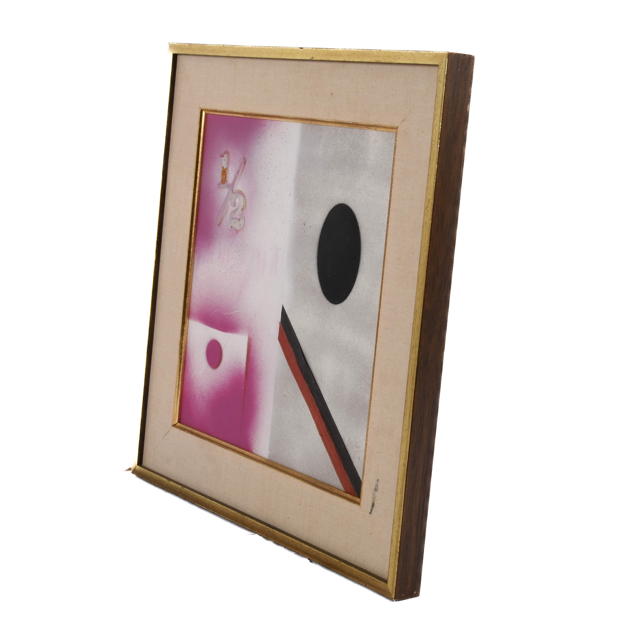 Framed Signed J. Akston "Untitled" Geometric Abstract Painting-5