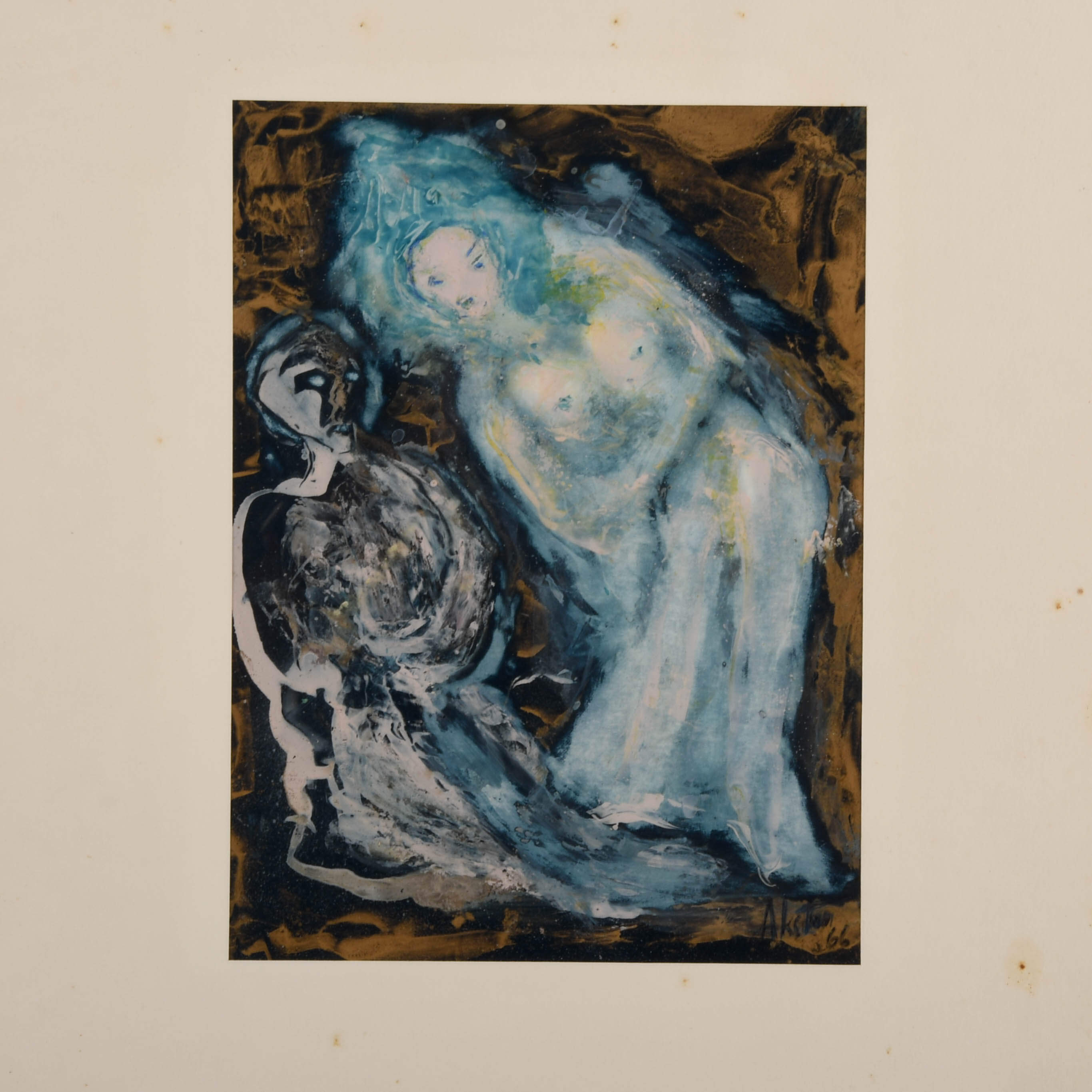 Framed Signed J. Akston "Untitled, 1966" Painting-2