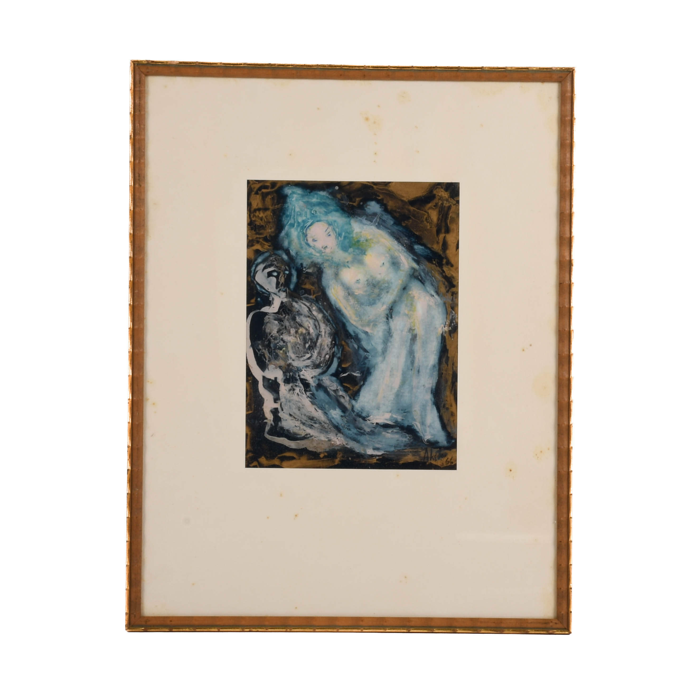 Framed Signed J. Akston "Untitled, 1966" Painting-1