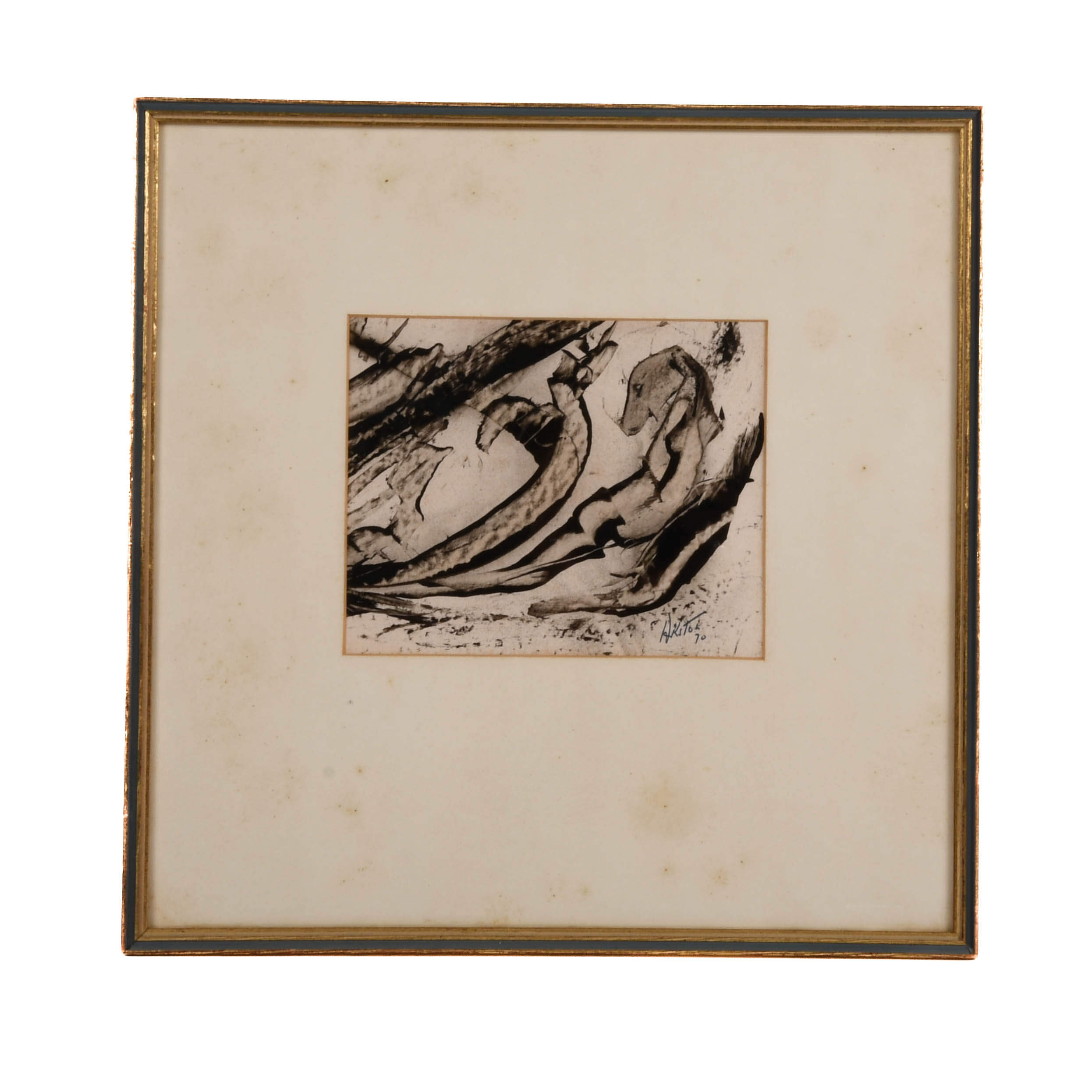 Framed Signed J. Akston "Lustful Dream, 1970" Acrylic on Paper Painting-1