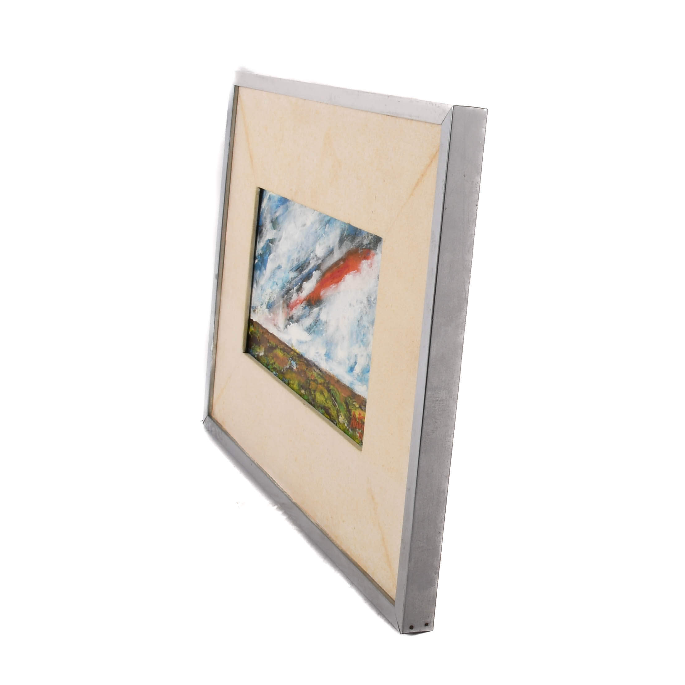 Framed Signed J. Akston "Skyburst, 1974" Acrylic on Paper-5