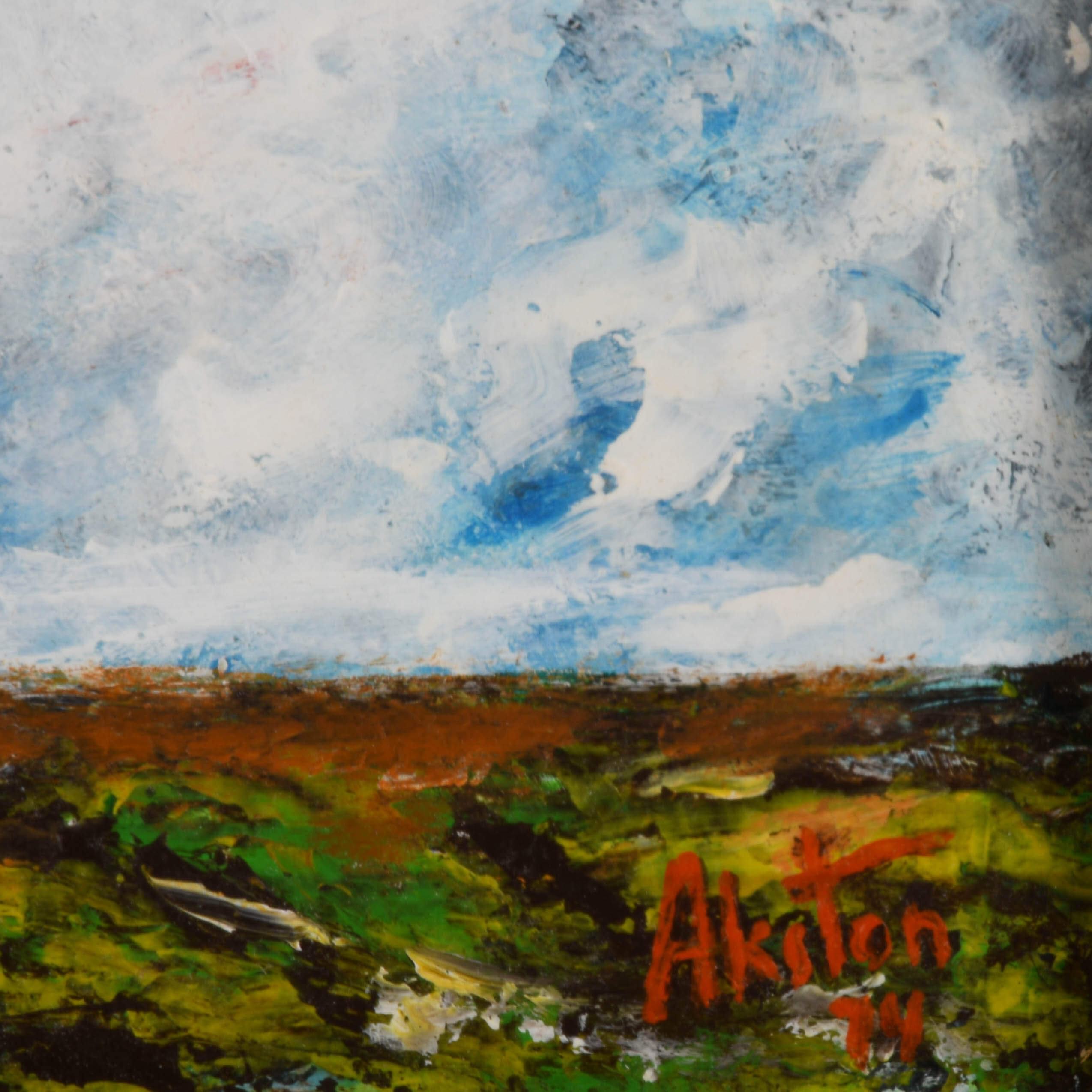 Framed Signed J. Akston "Skyburst, 1974" Acrylic on Paper-4