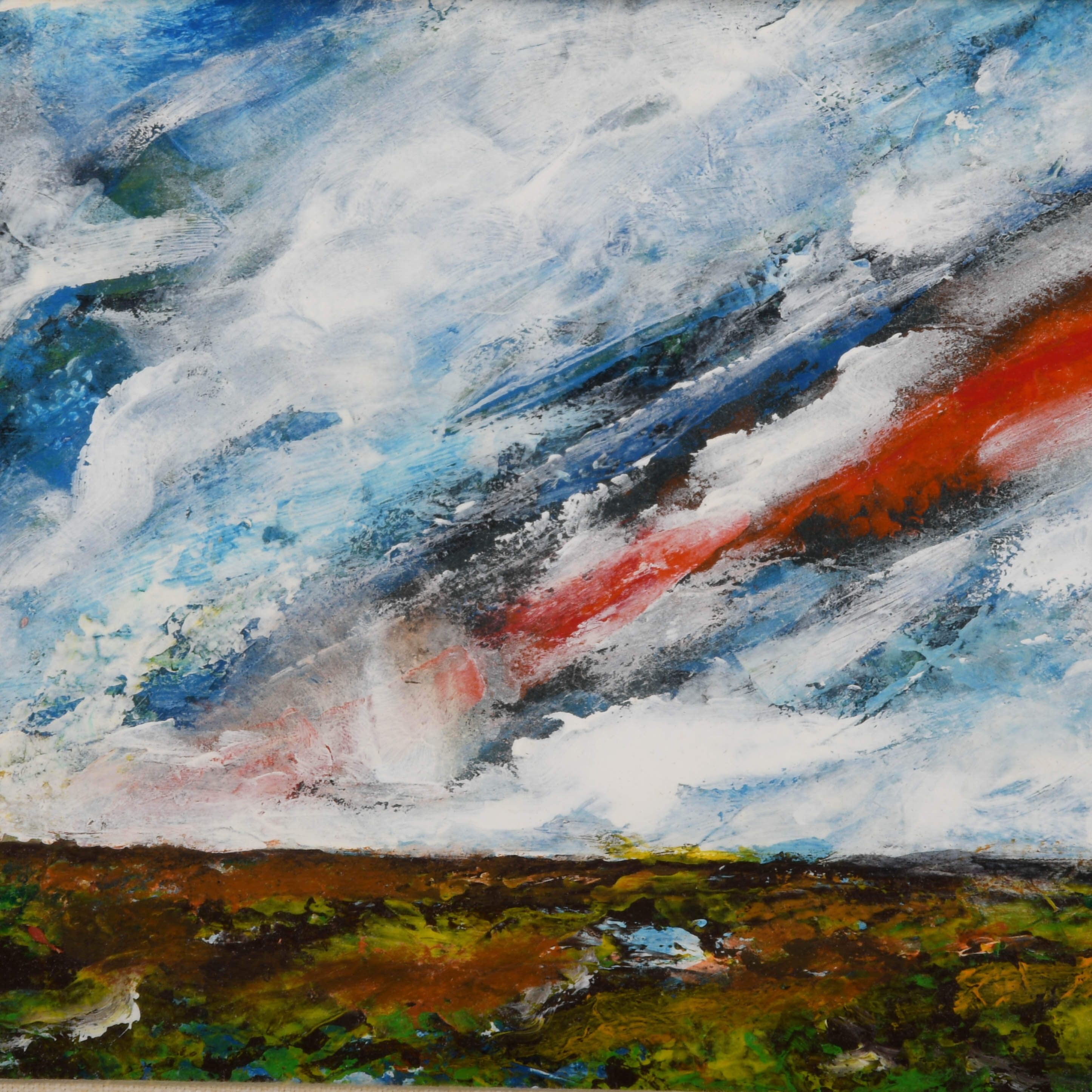 Framed Signed J. Akston "Skyburst, 1974" Acrylic on Paper-3