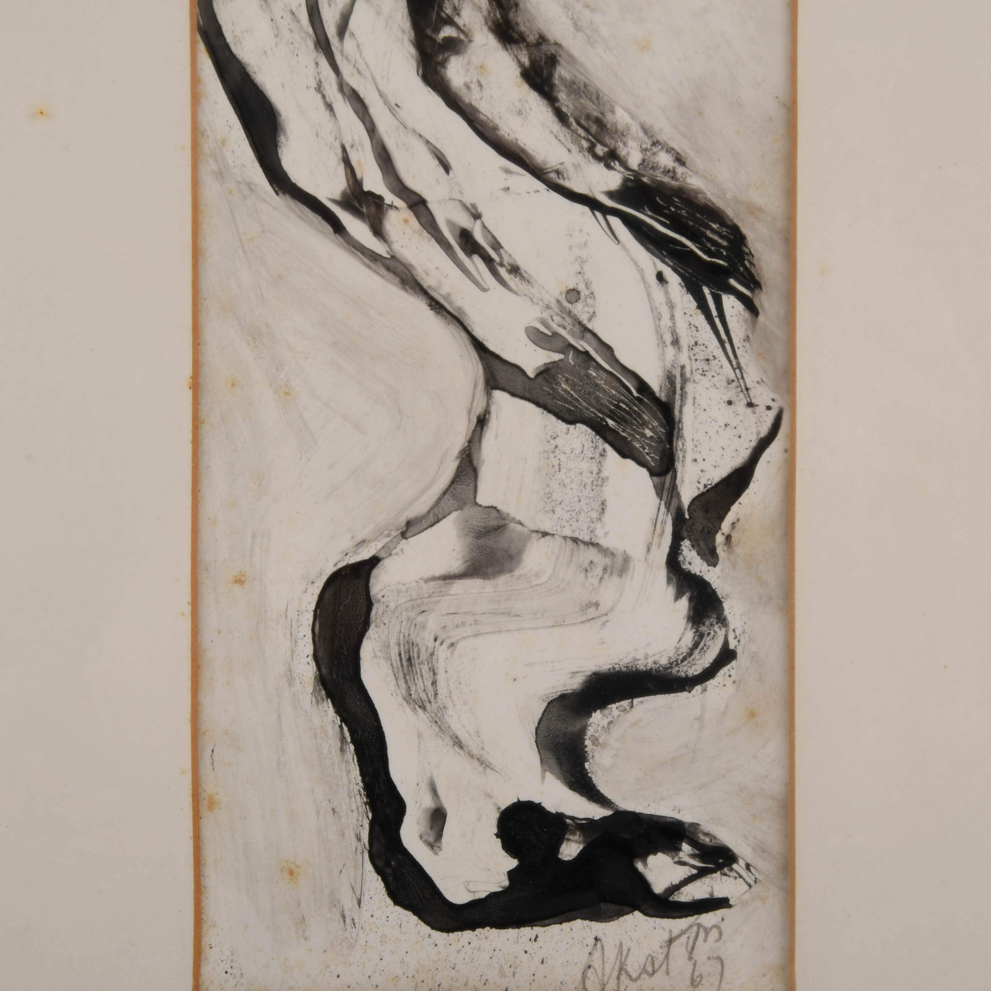 Framed Signed J. Akston "Untitled, 1967" Acrylic on Paper Painting-4