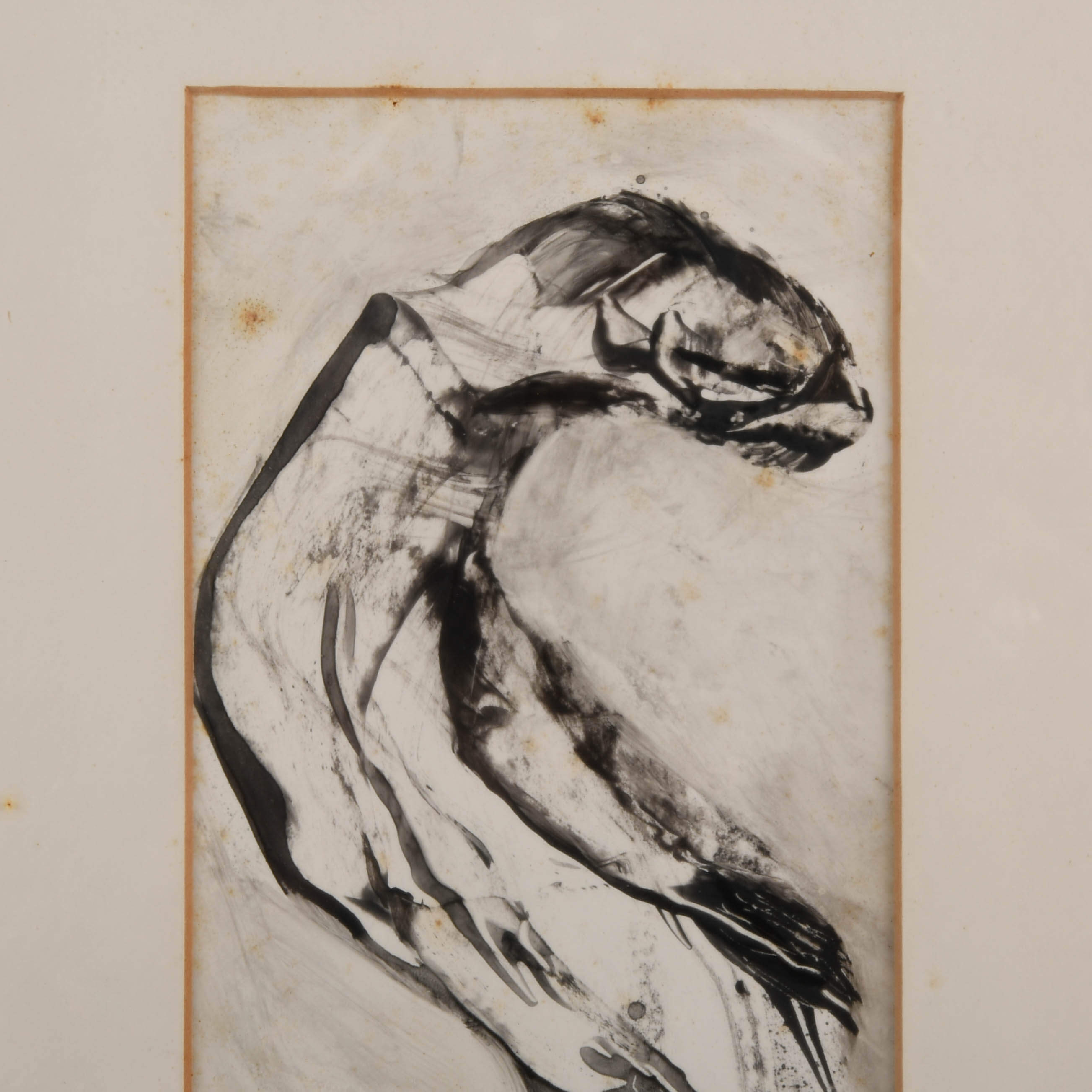 Framed Signed J. Akston "Untitled, 1967" Acrylic on Paper Painting-3