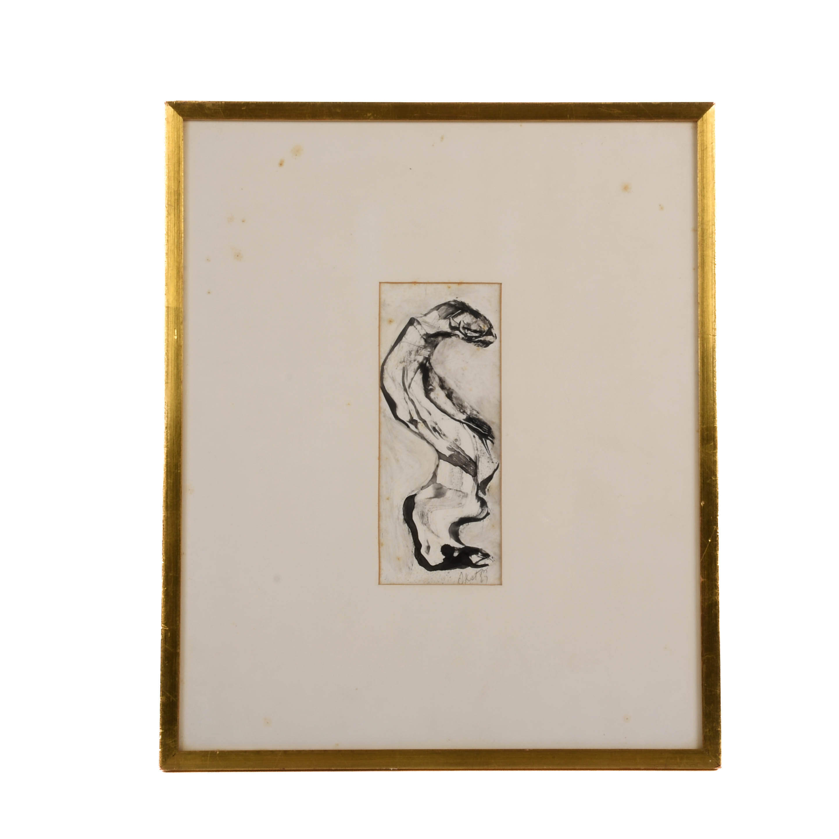 Framed Signed J. Akston "Untitled, 1967" Acrylic on Paper Painting-1