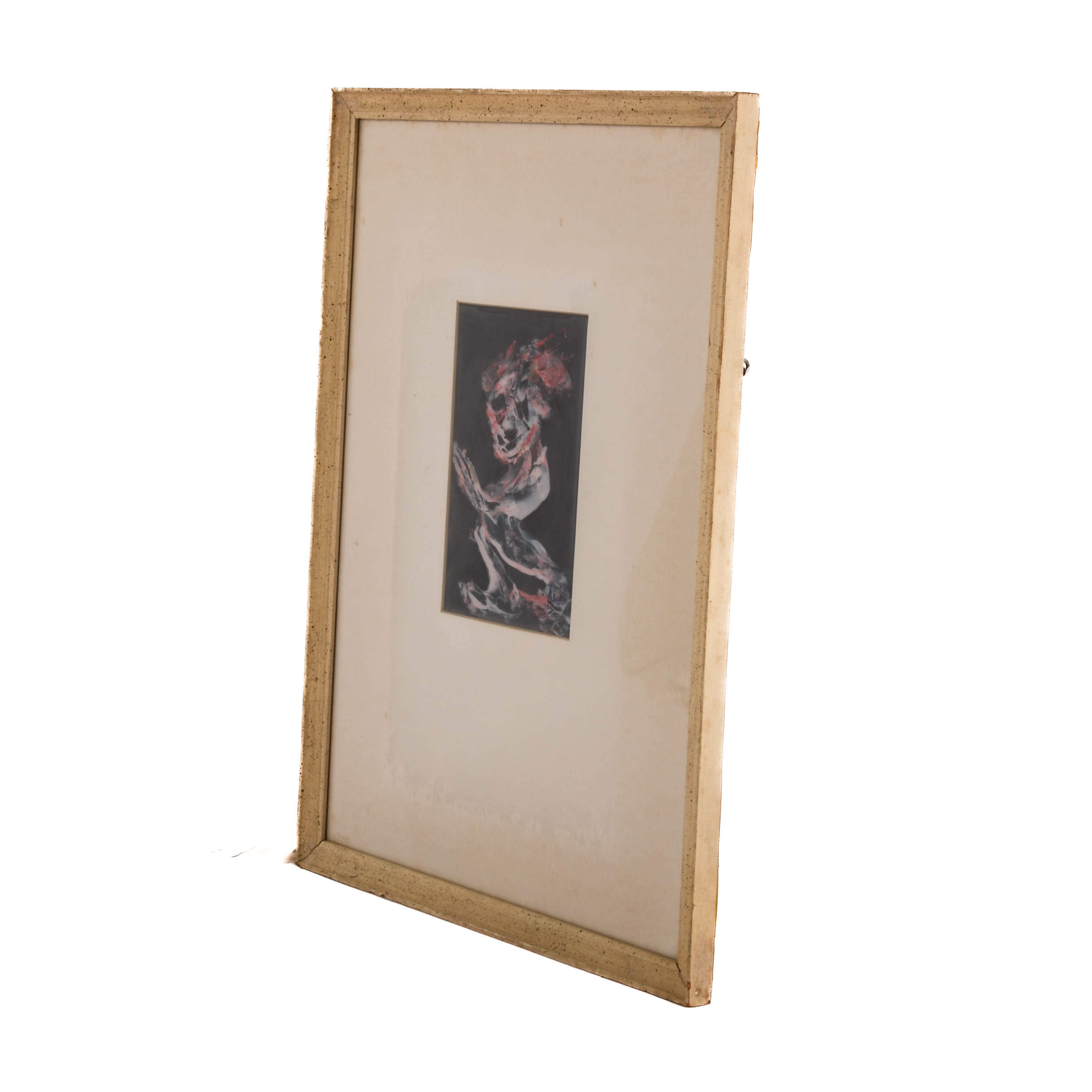 Framed Signed J. Akston "Untitled, 1967" Abstract Portrait-5