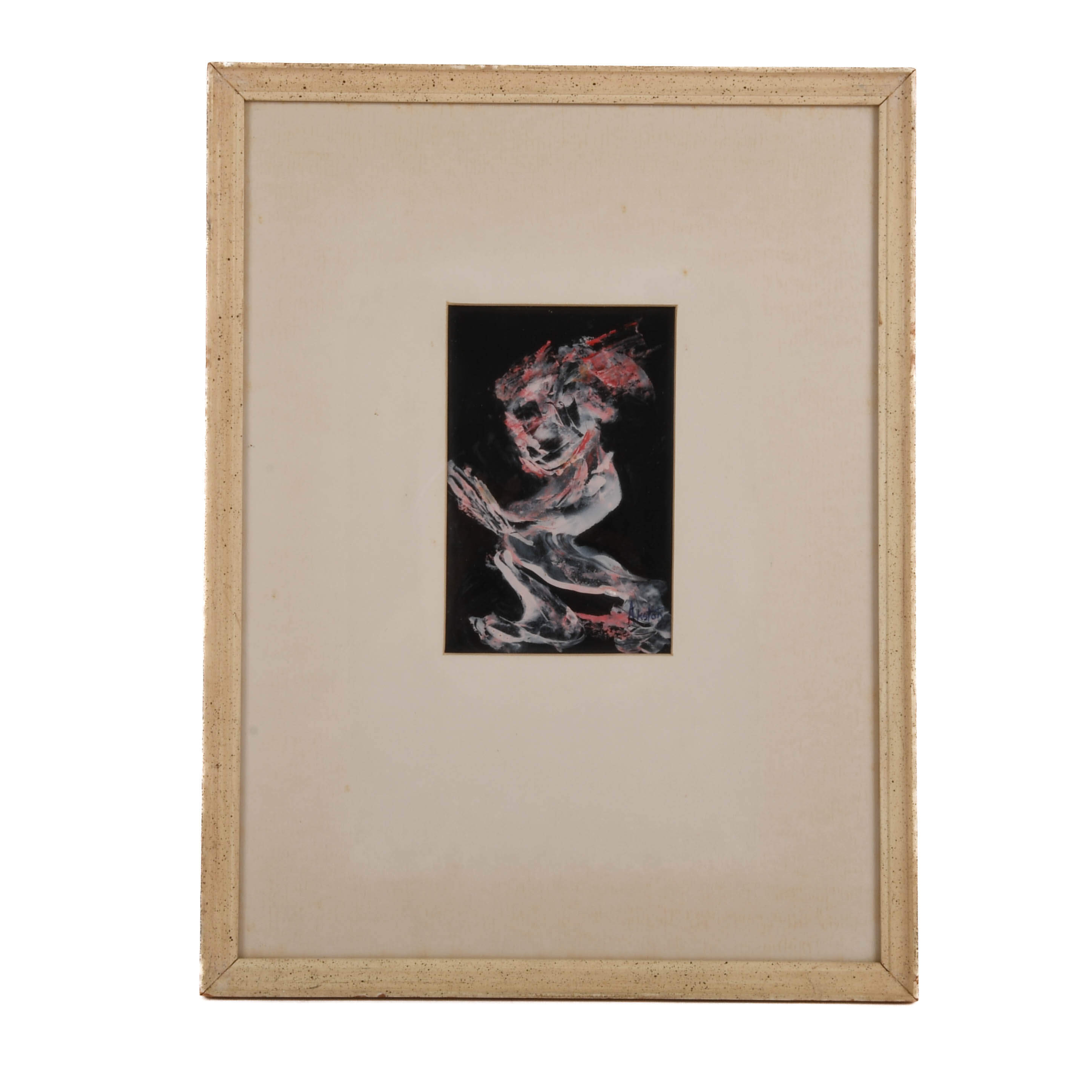 Framed Signed J. Akston "Untitled, 1967" Abstract Portrait-1