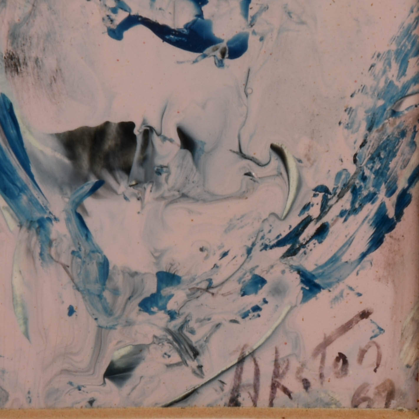 Framed Signed J. Akston "Untitled, 1967" Mixed Media Abstract Portait-4