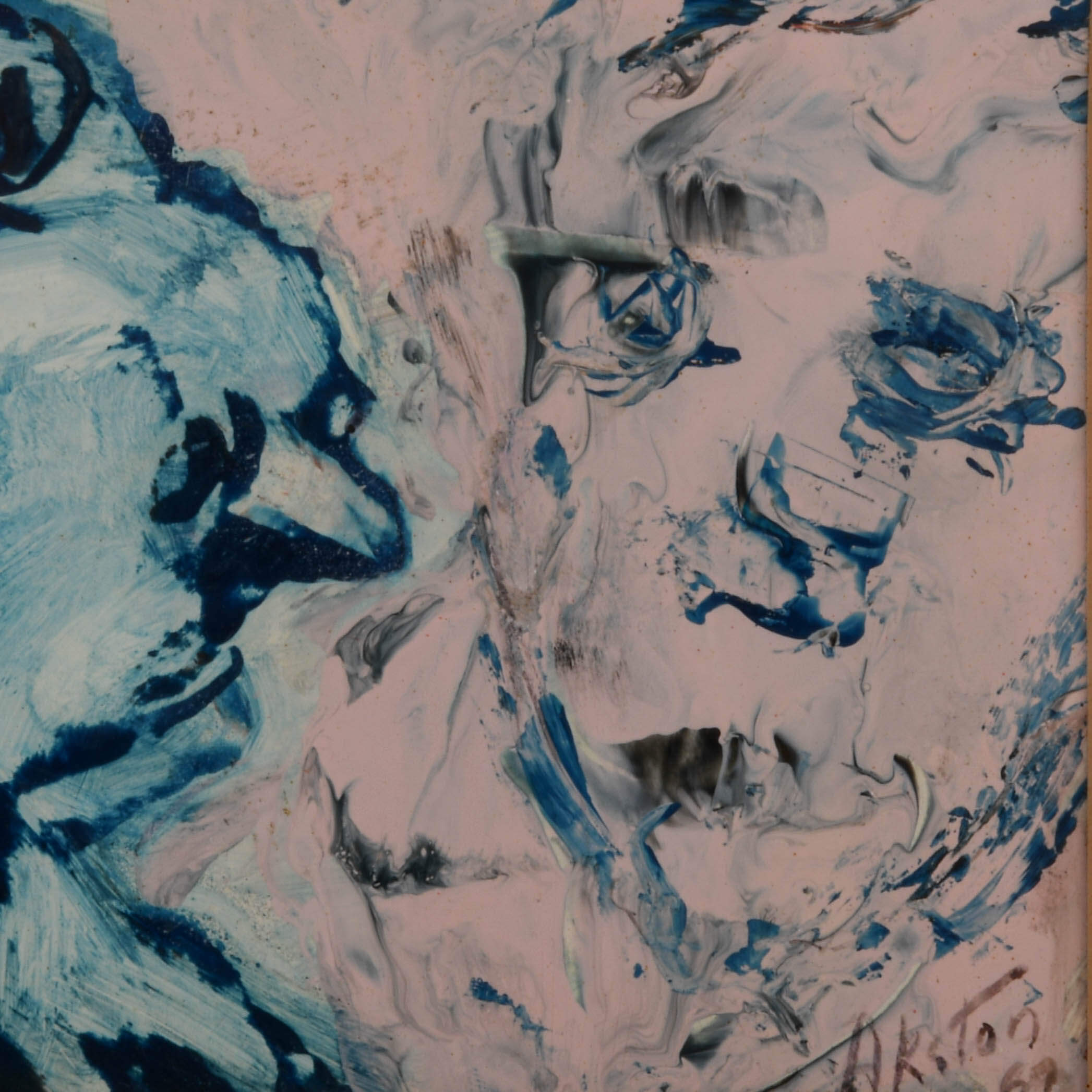 Framed Signed J. Akston "Untitled, 1967" Mixed Media Abstract Portait-3