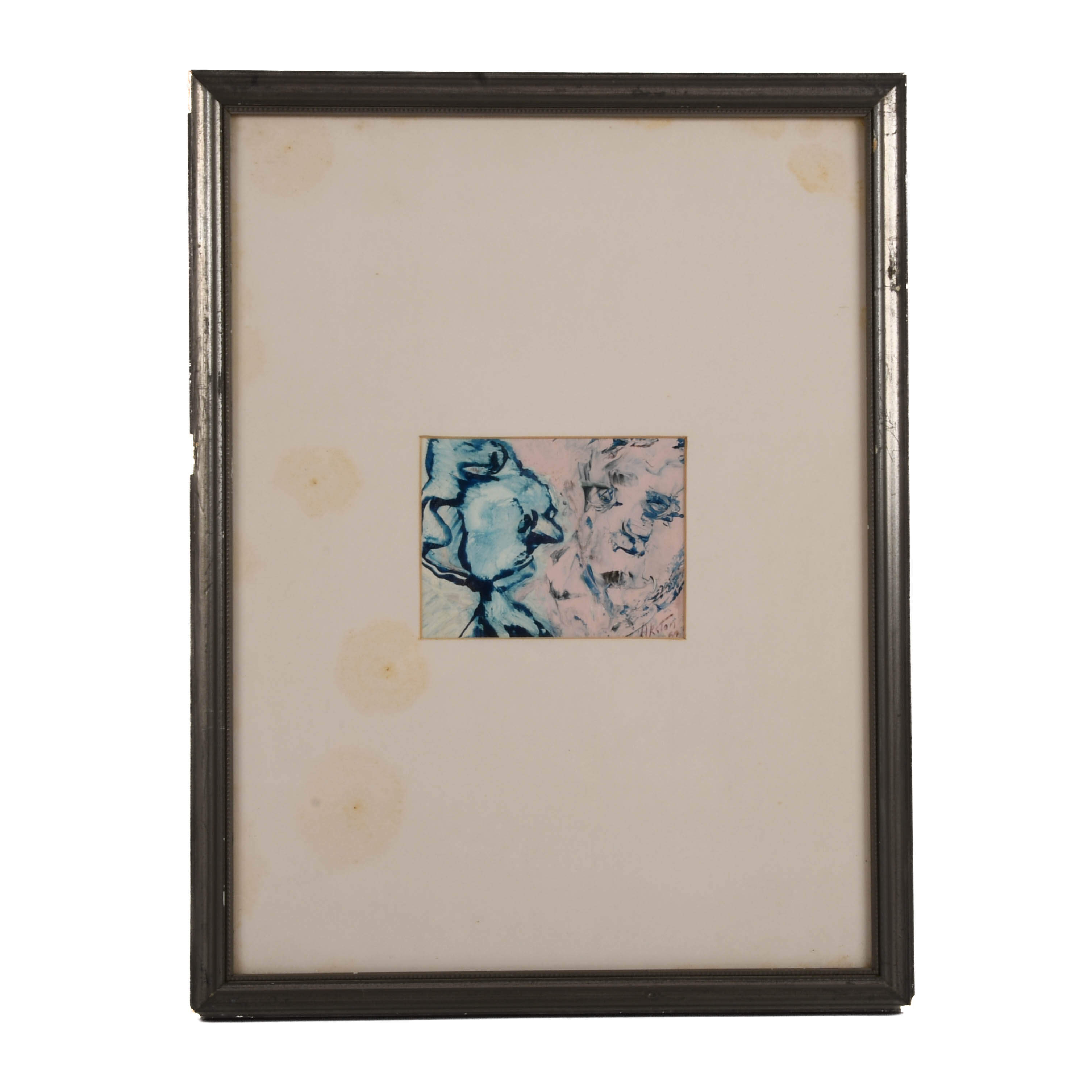 Framed Signed J. Akston "Untitled, 1967" Mixed Media Abstract Portait-1
