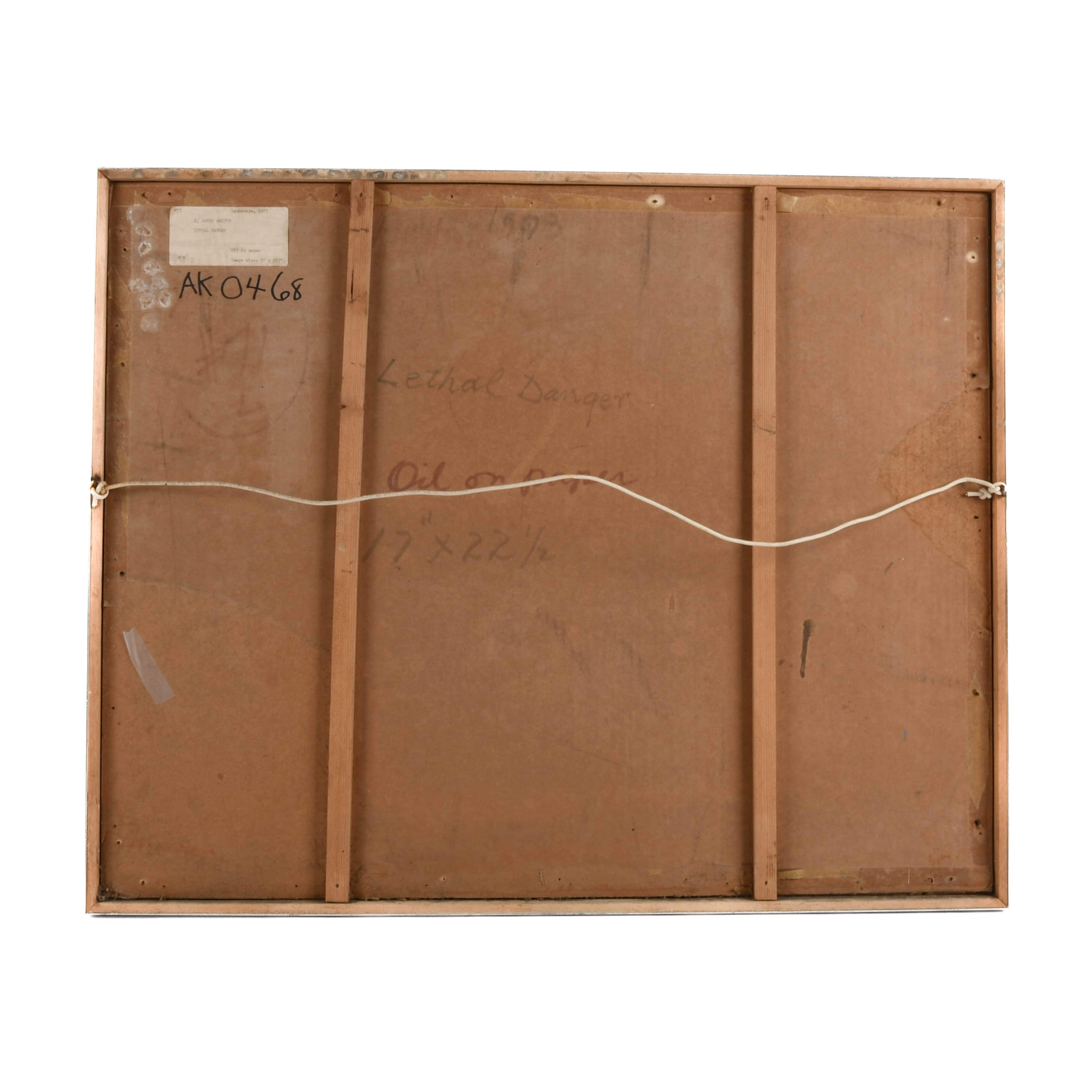 Framed Signed J. Akston "Lethal Danger, 1973" Acrylic and Paper Painting-7