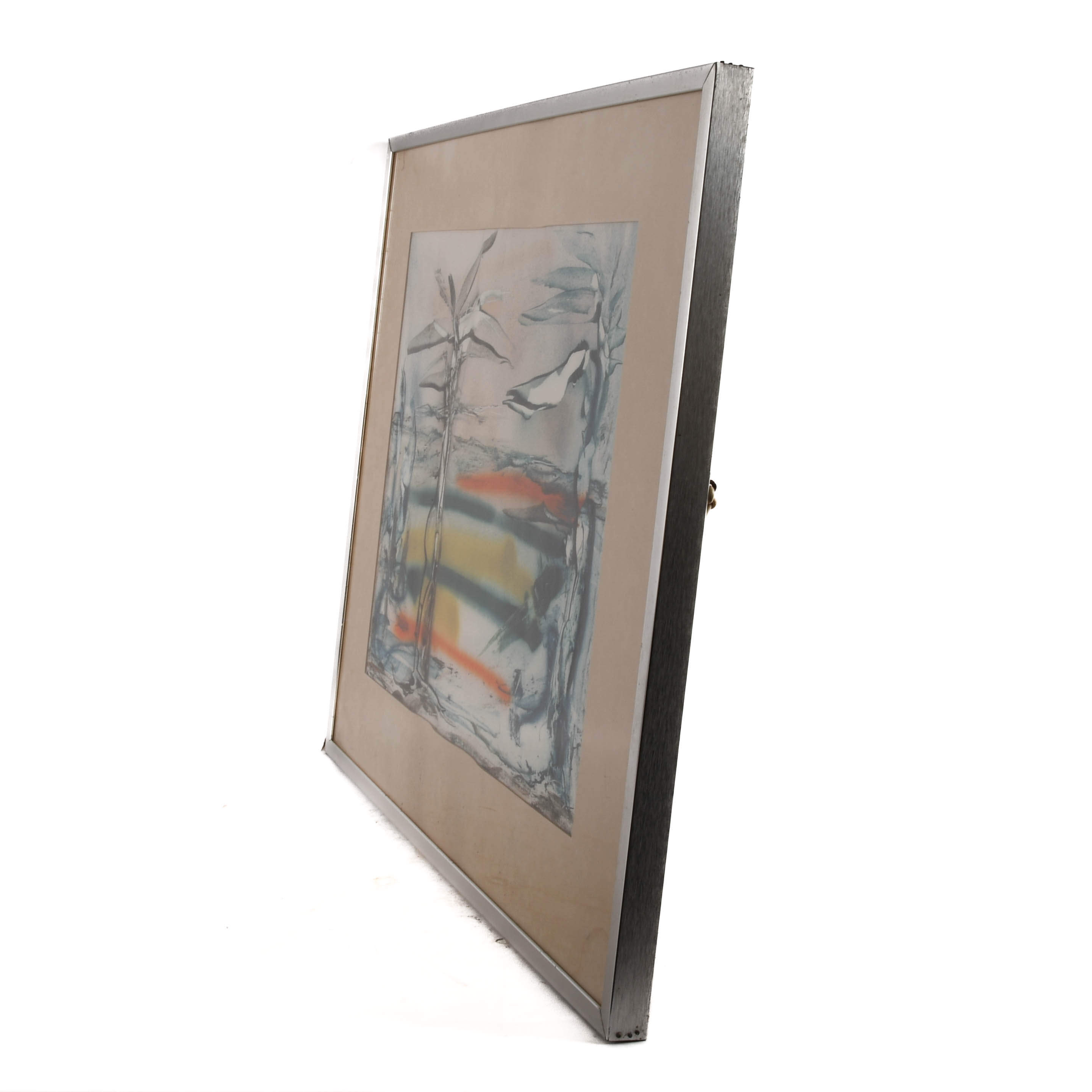 Framed Signed J. Akston "Lethal Danger, 1973" Acrylic and Paper Painting-6
