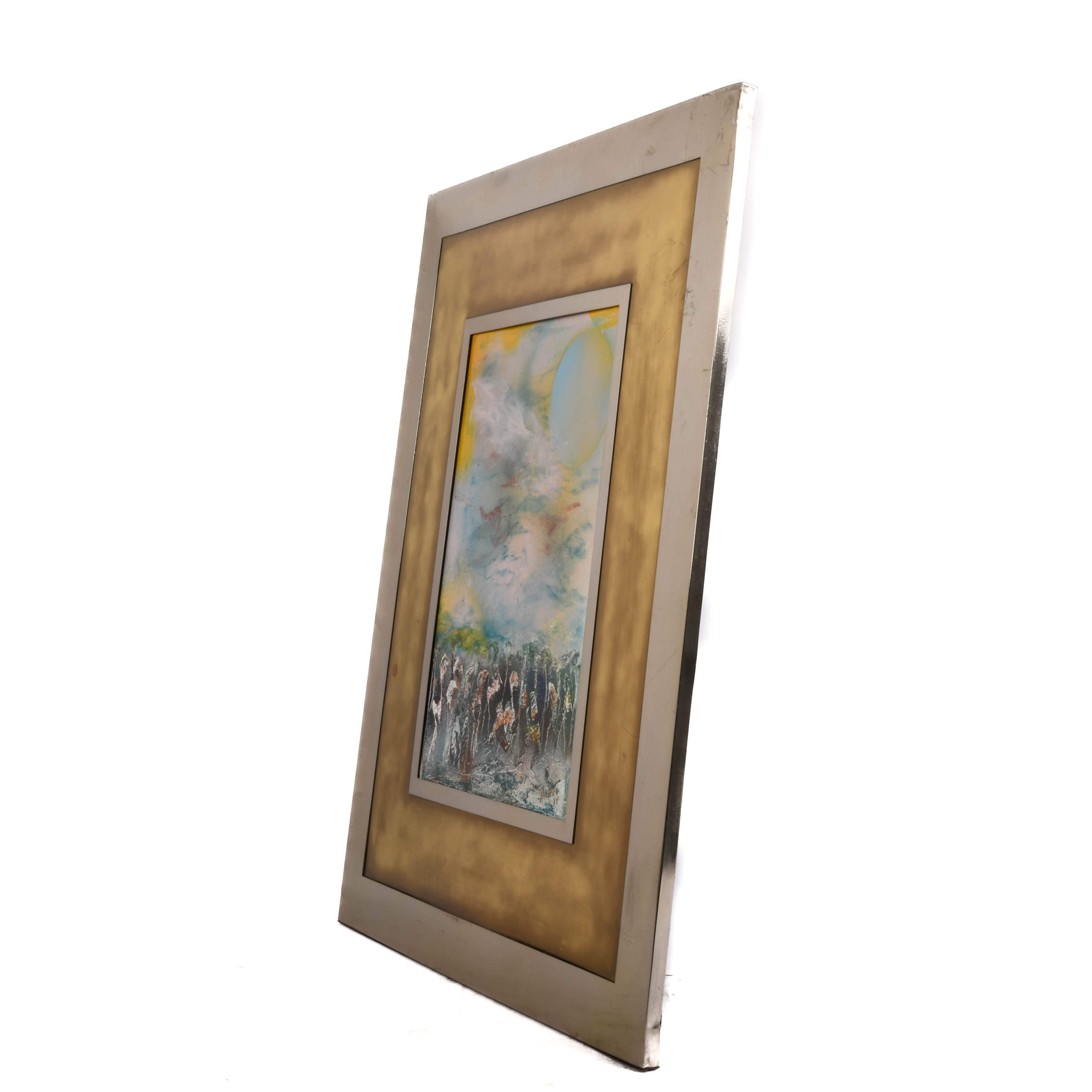 Framed Signed J. Akston "Moon Madness, 1974" Enamel and Acrylic on Masonite-5