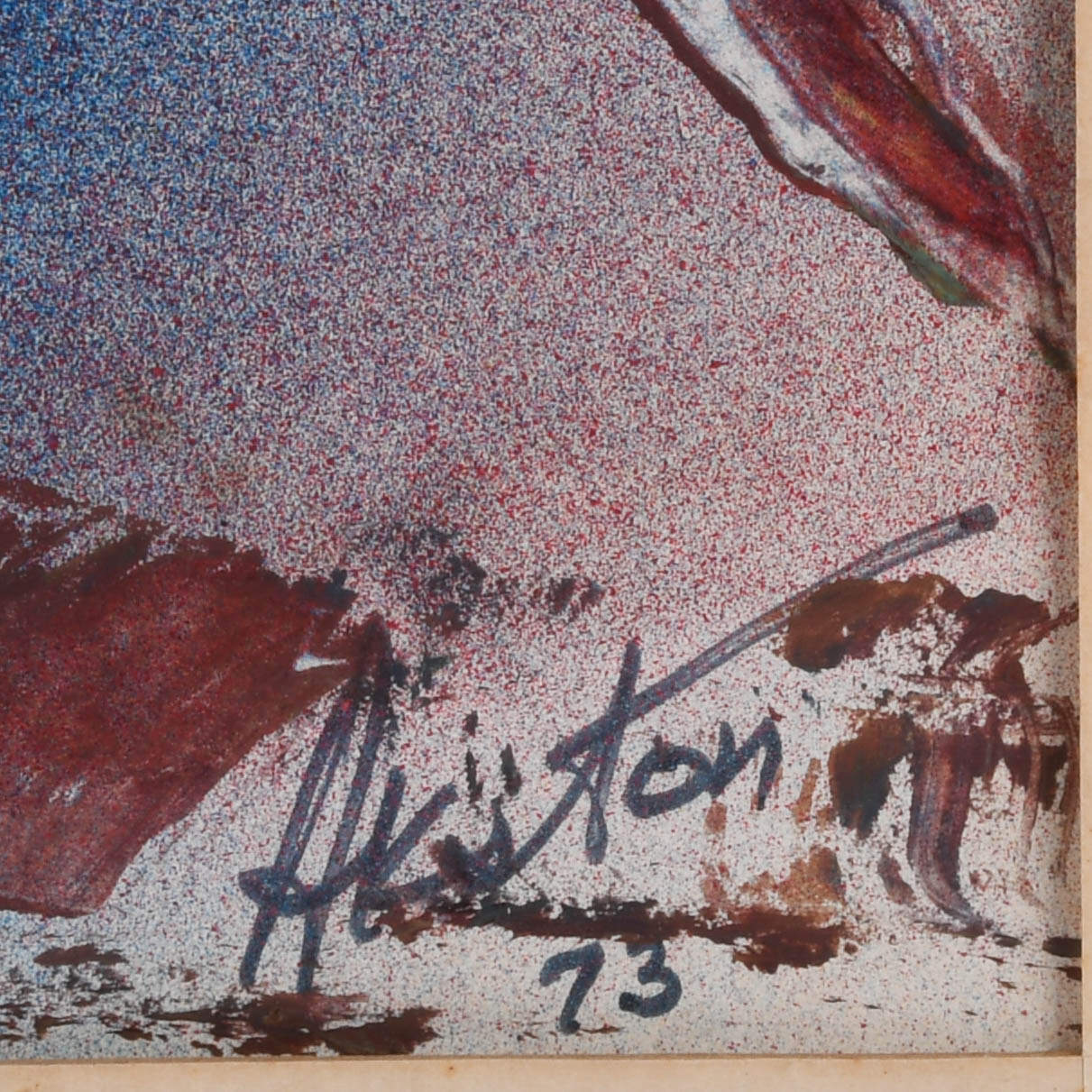 Framed Signed J. Akston "Parting of the Ways, 1973" Enamel on Paper-4