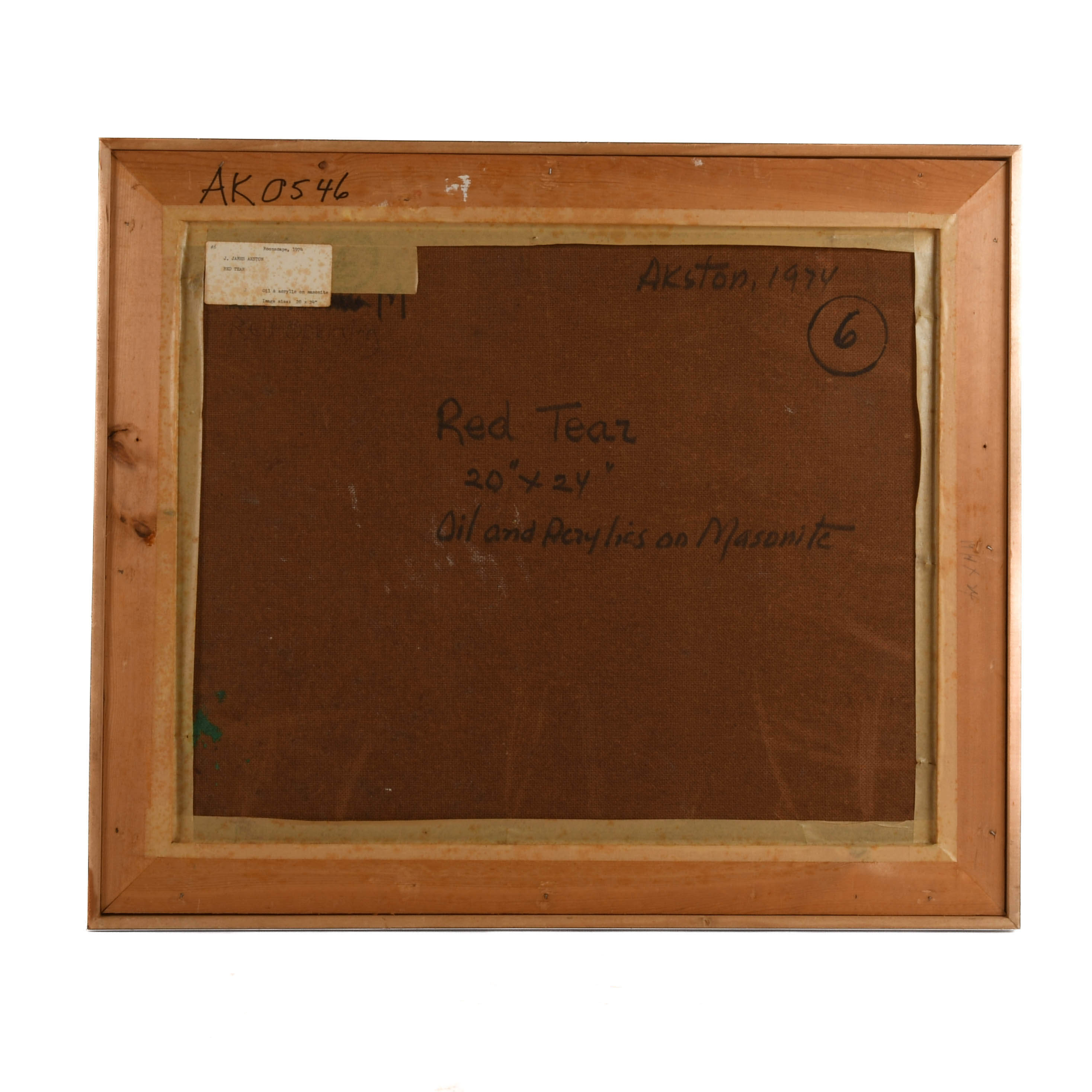 Framed Signed J. Akston "Red Tear, 1974" Oil and Acrylic on Board-6