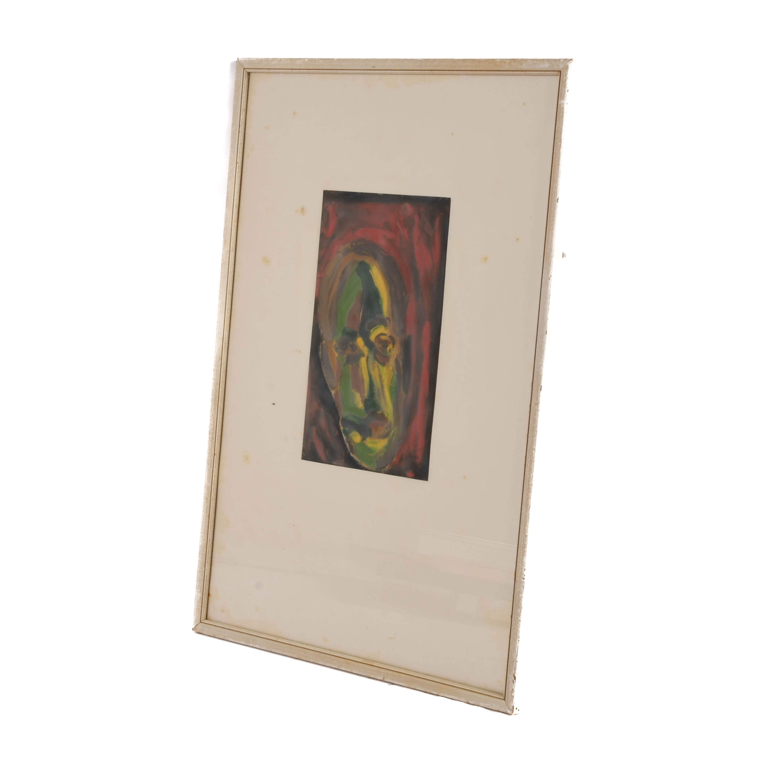 Framed Signed J. Akston "Emerging Face, 1960" Mixed Media on Paper-11
