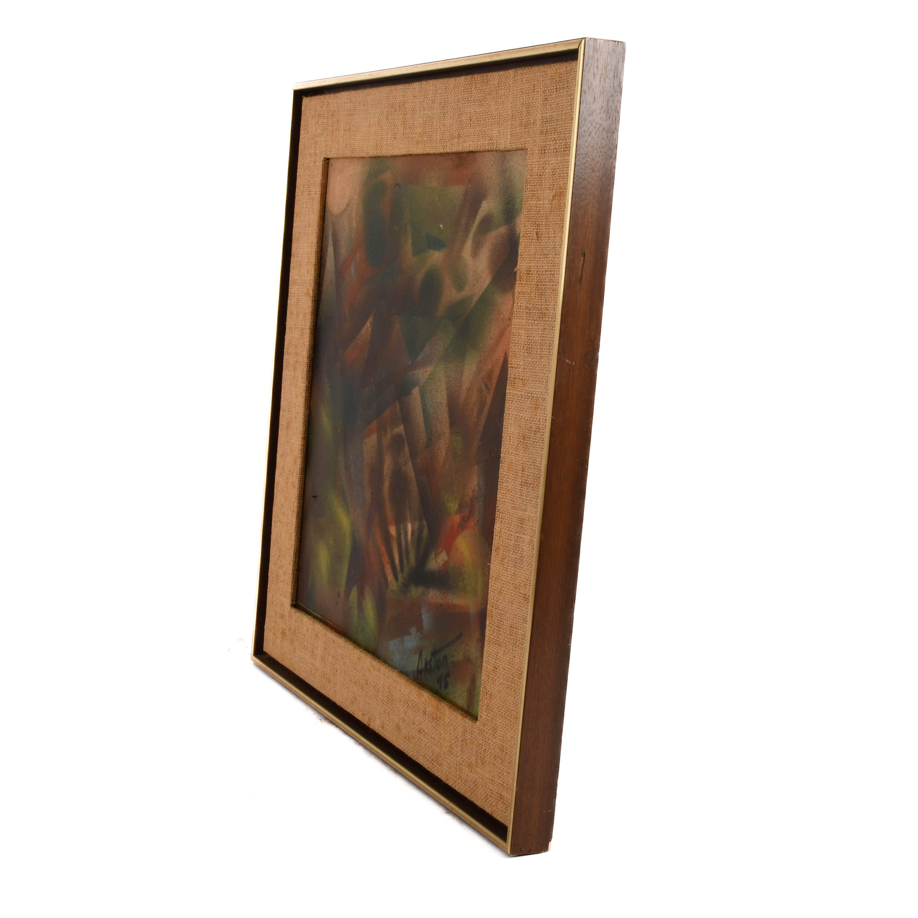Framed J. Akston Abstract Composition '75 Mix Media Artwork-6