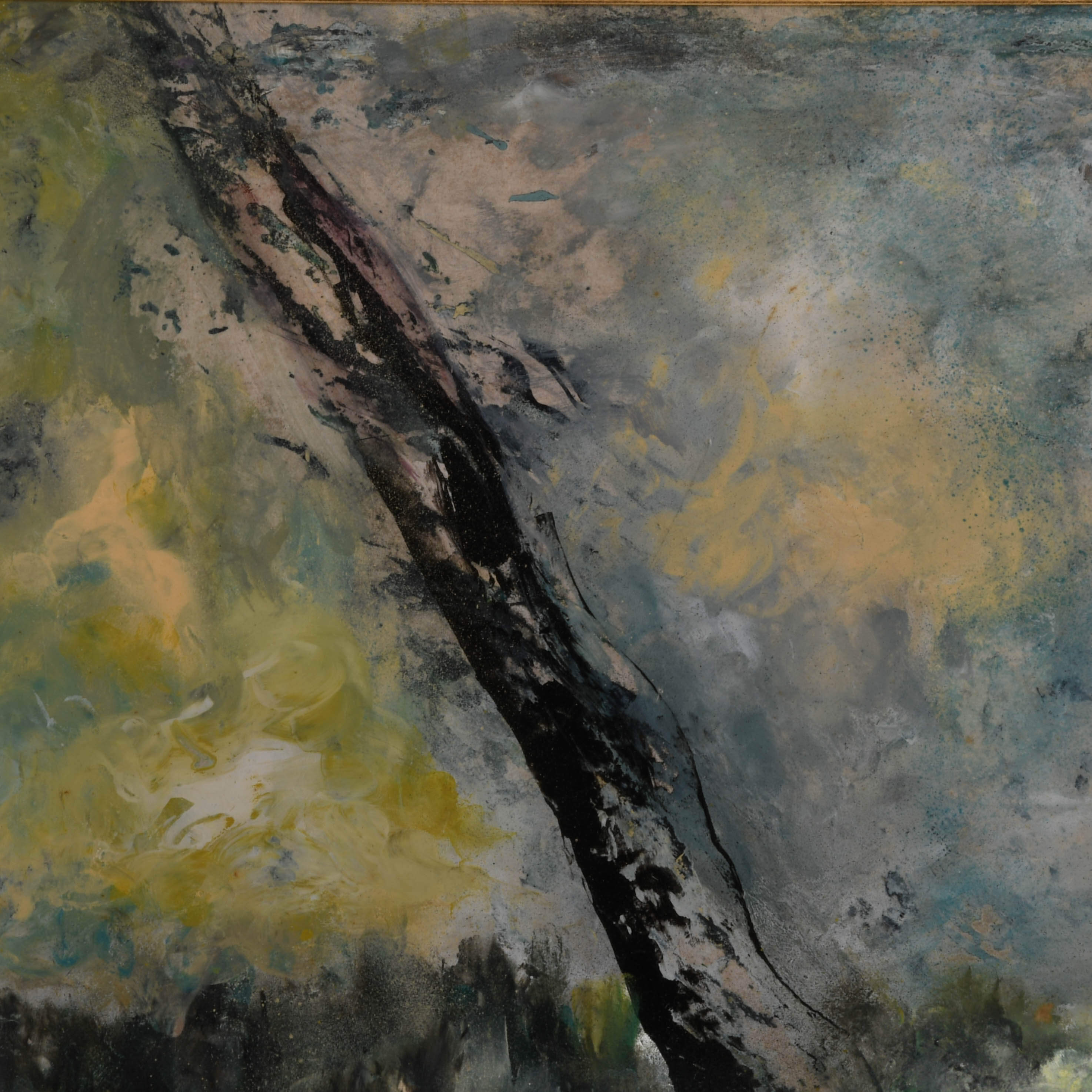Framed Signed J. Akston "Blight, 1974" Acrylic and Enamel on Paper-3