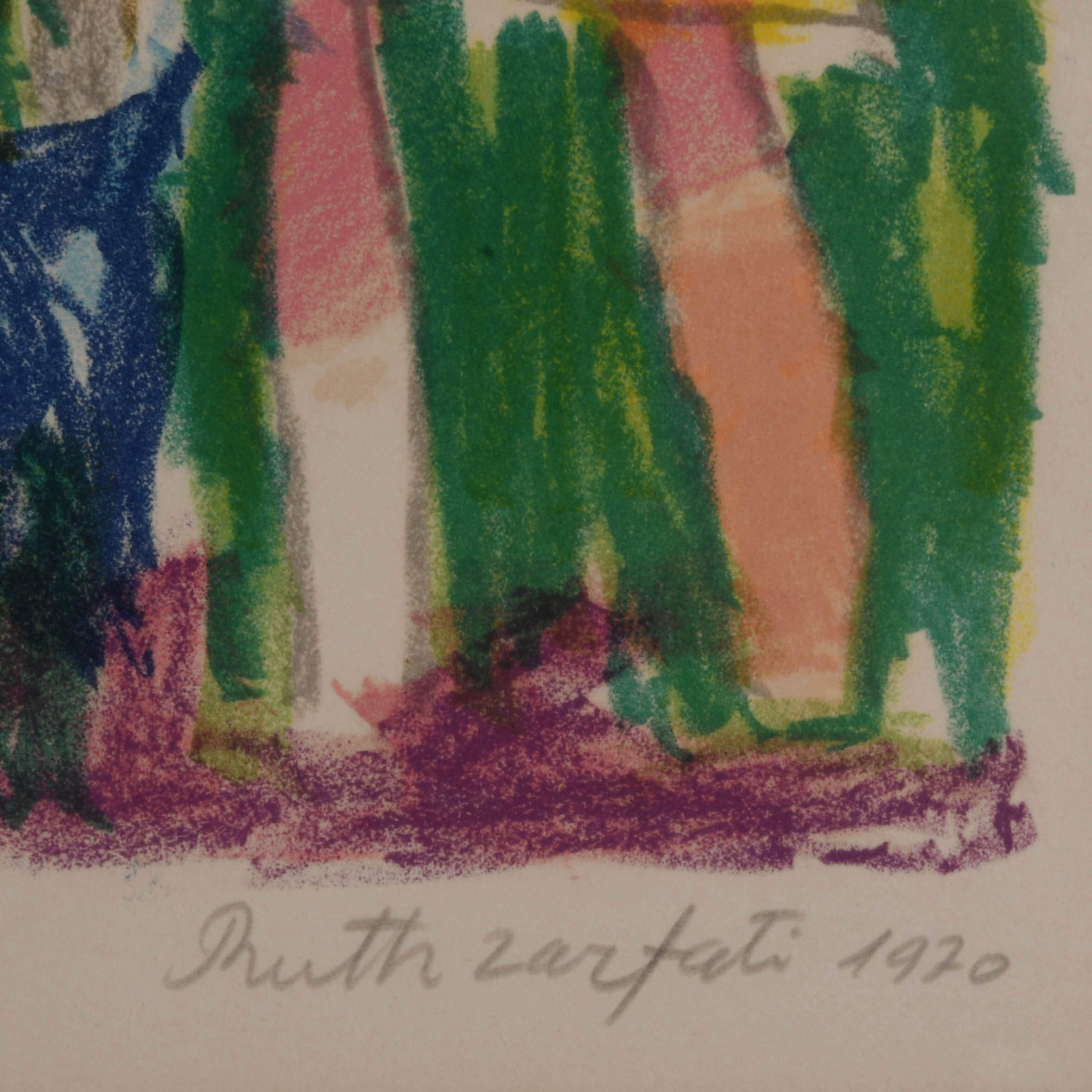 Framed Signed Ruth Zarfati 1970 Limited-Edition Lithograph-4